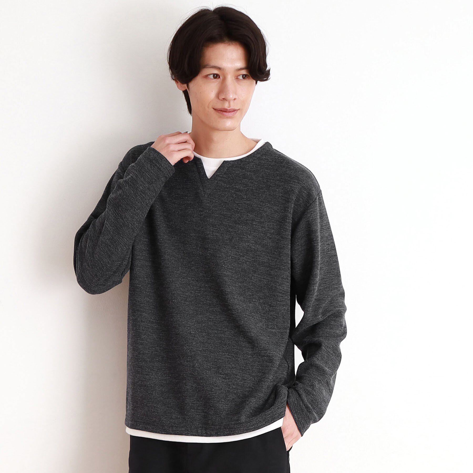 THE SHOP TK「モスフリースキーネックプルオーバー」|Tシャツ・カットソー|ネイビー(094)