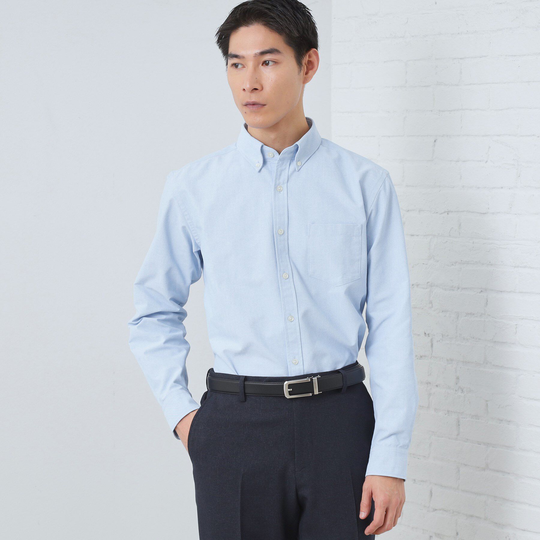 THE SHOP TK「【ON/OFF兼用】シャンブレー オックスシャツ 洗濯機OK / 吸水速乾 / 汗じみ防止」|シャツ・ブラウス|サックスブルー(09