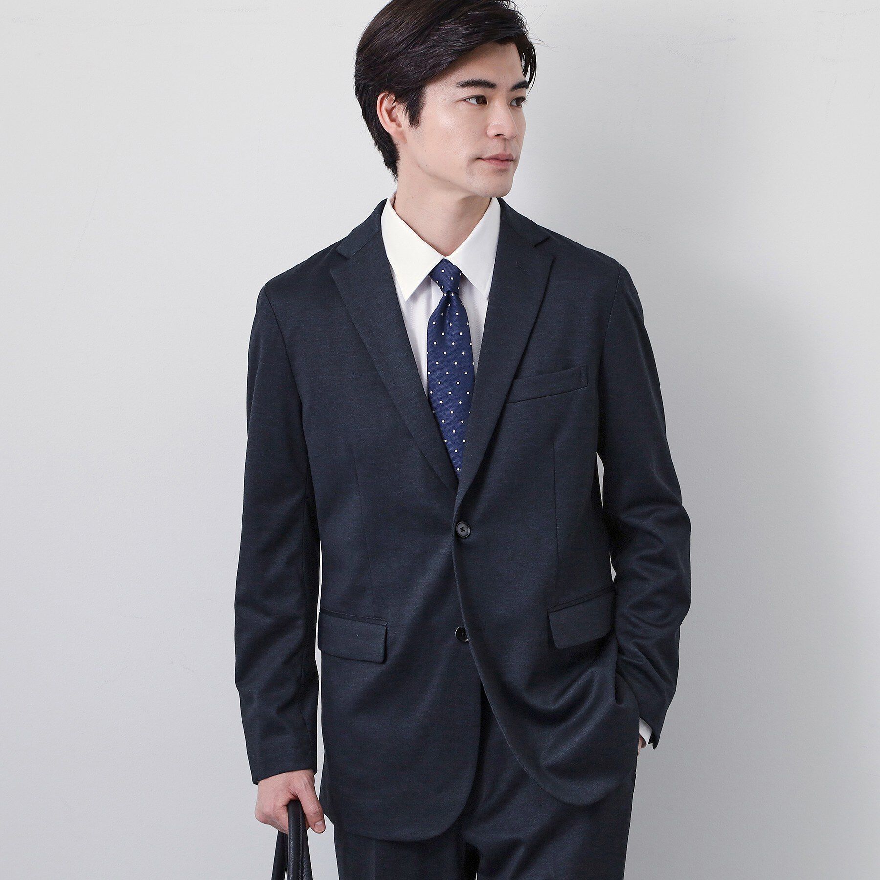 THE SHOP TK「【動きやすい、快適ビジネスジャケット】TRジャージ ジャケット　セットアップ可/洗濯機OK/ストレッ」|テーラードジャケット|ネイビー(094)