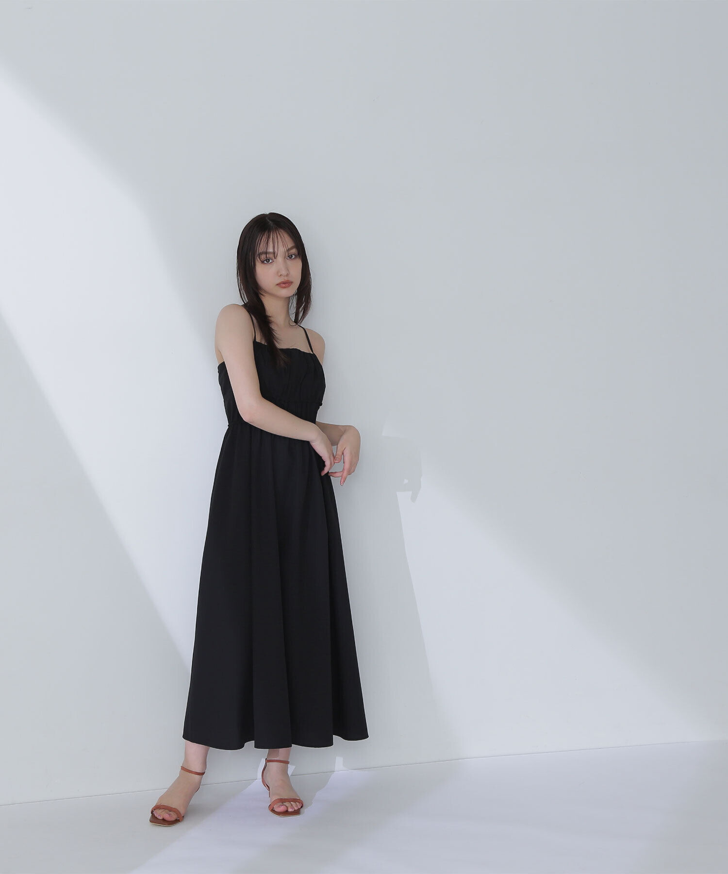  「ギャザーデザインキャミワンピース」|ワンピース|