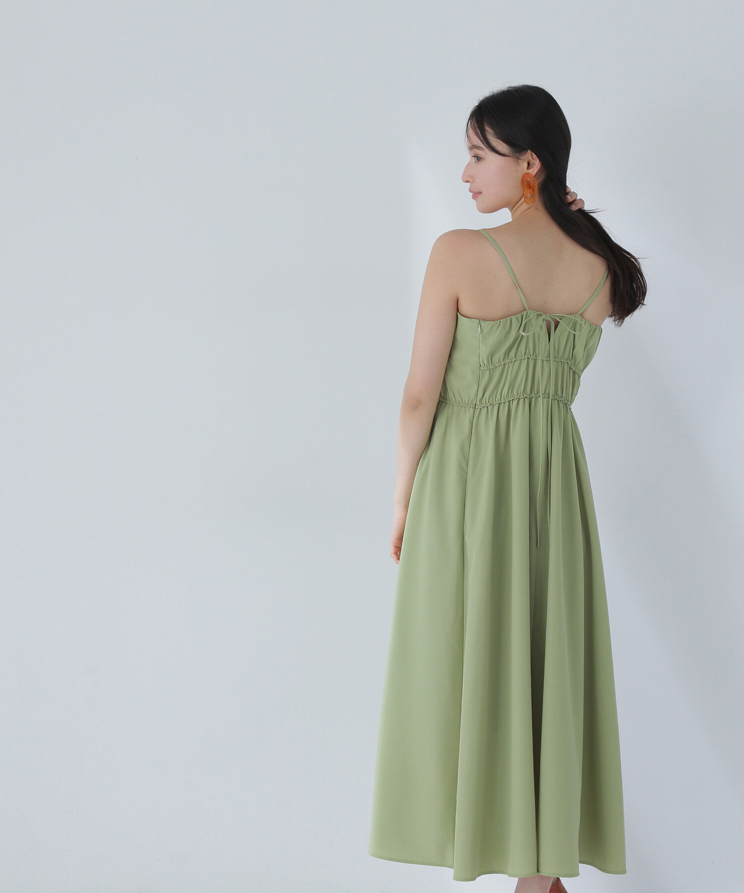  「ギャザーデザインキャミワンピース」|ワンピース|