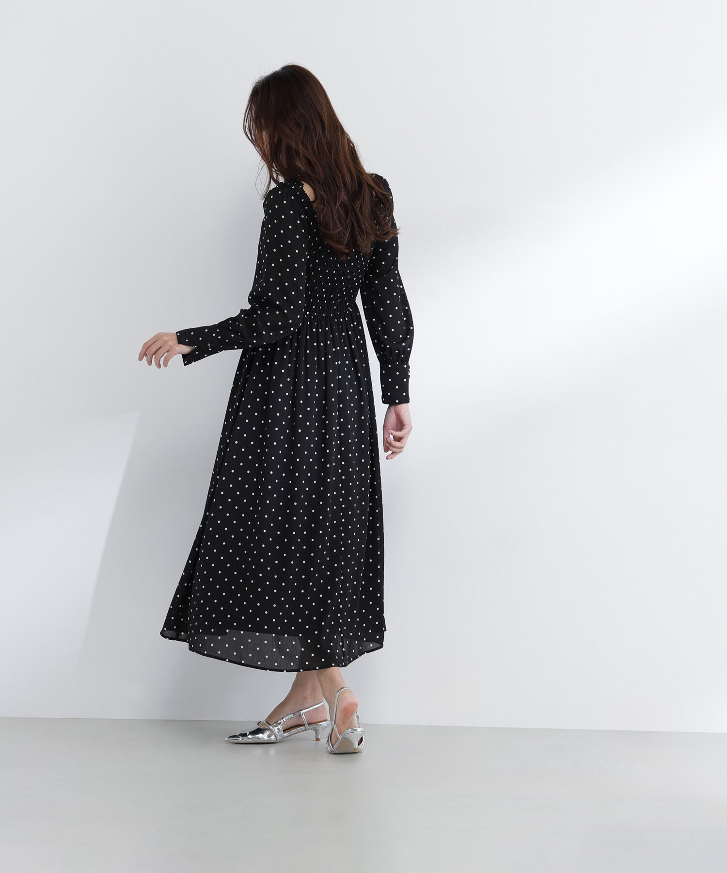  「ドットプリントシャーリングワンピース」|ワンピース|