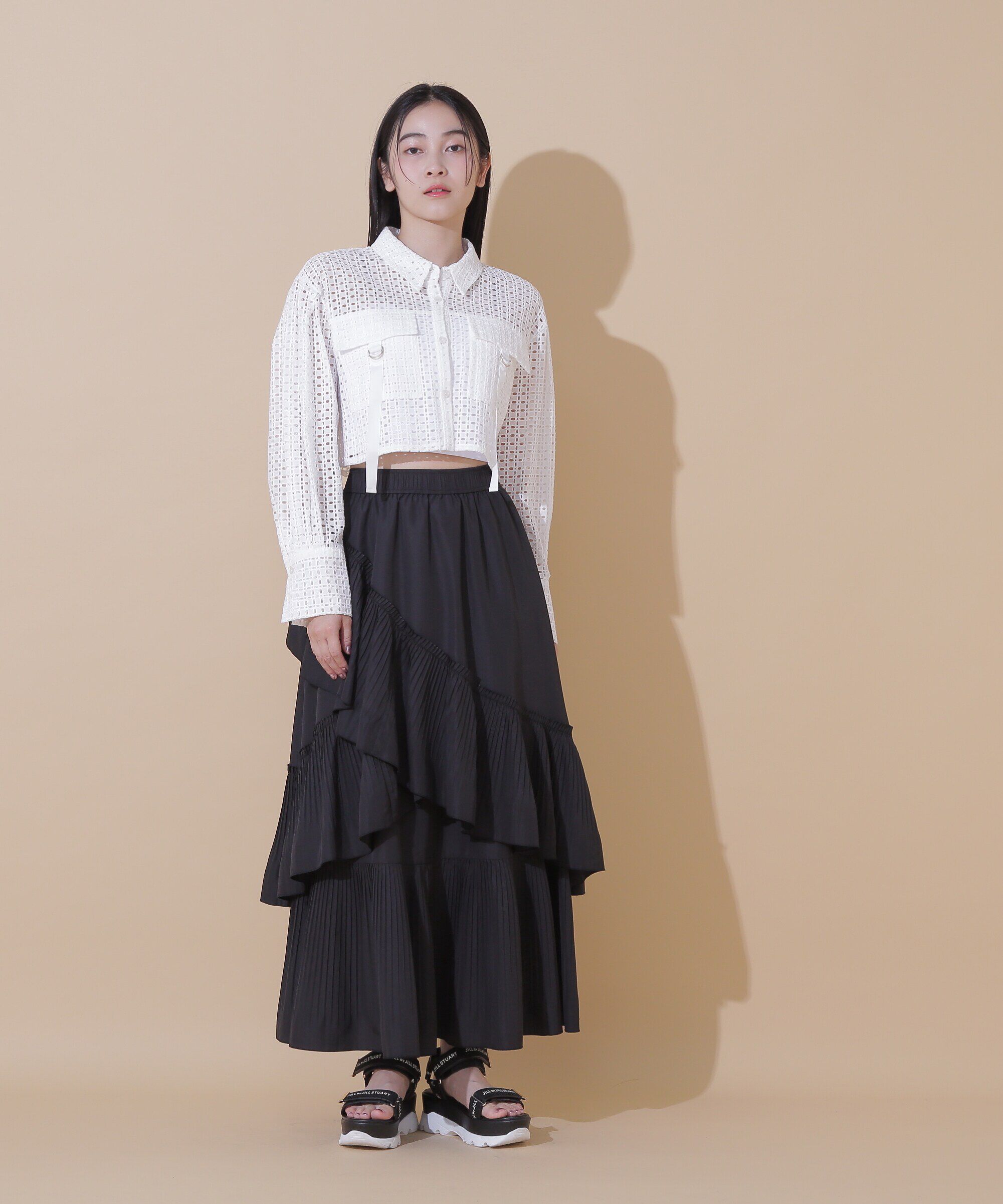  「◇ボリュームデザインプリーツティアードスカート」|スカート|