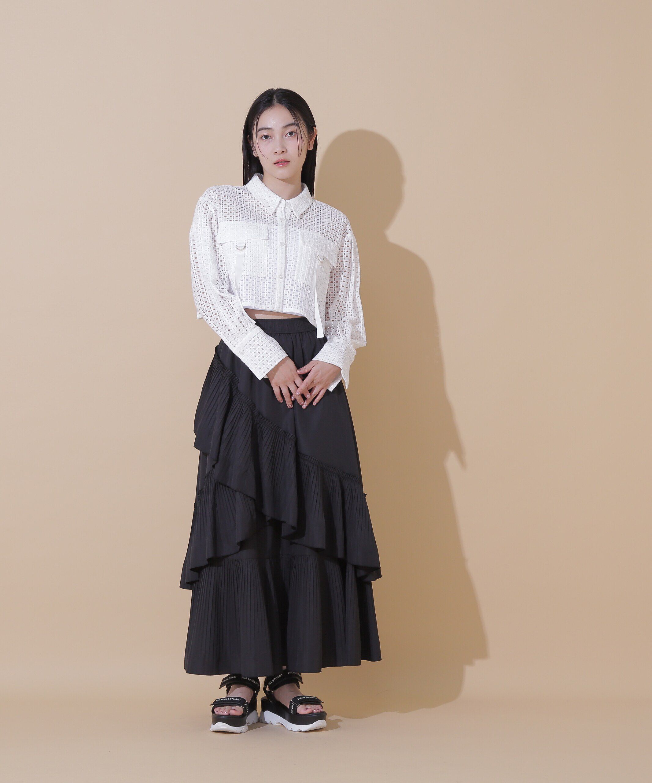  「◇ボリュームデザインプリーツティアードスカート」|スカート|