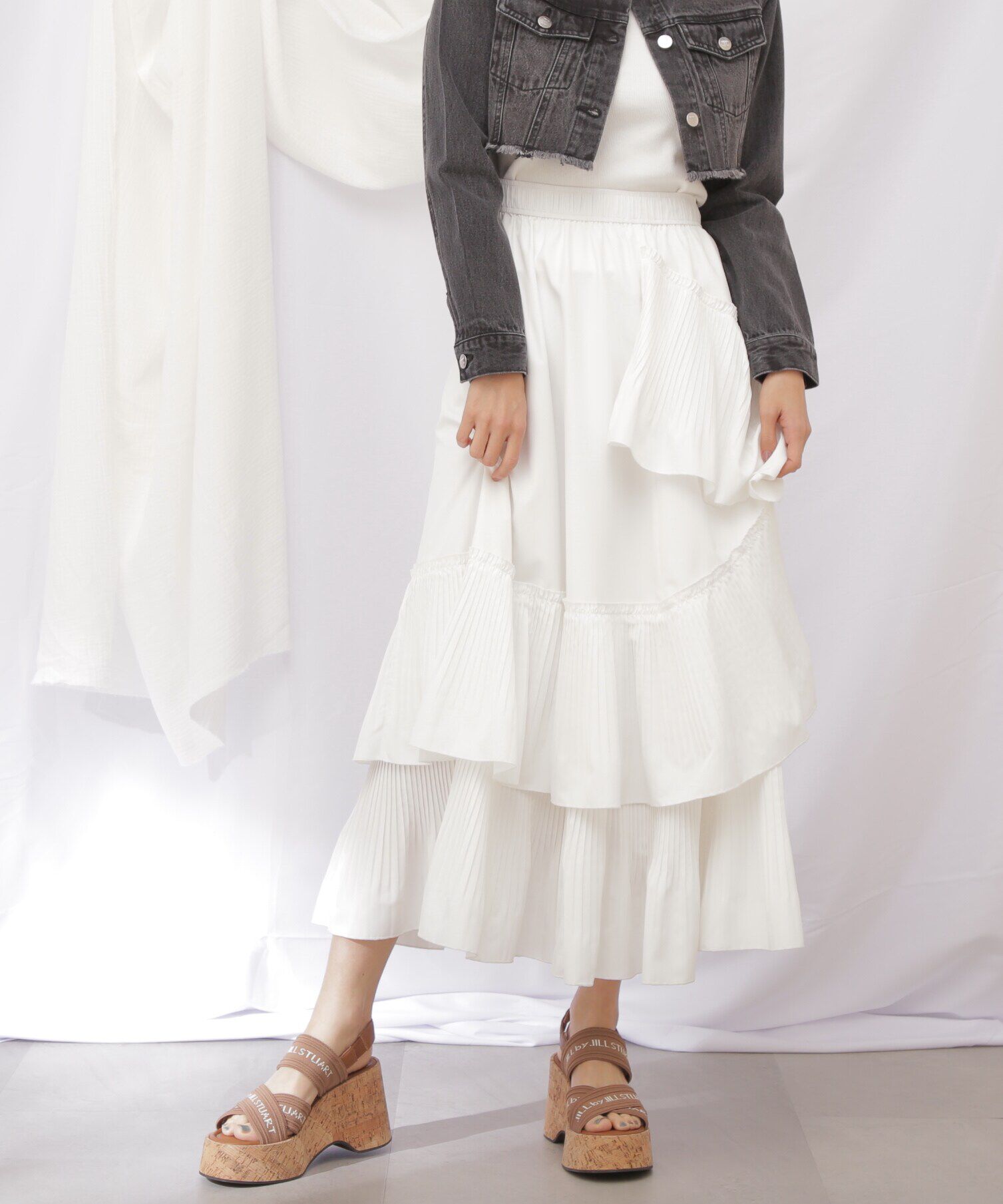  「◇ボリュームデザインプリーツティアードスカート」|スカート|