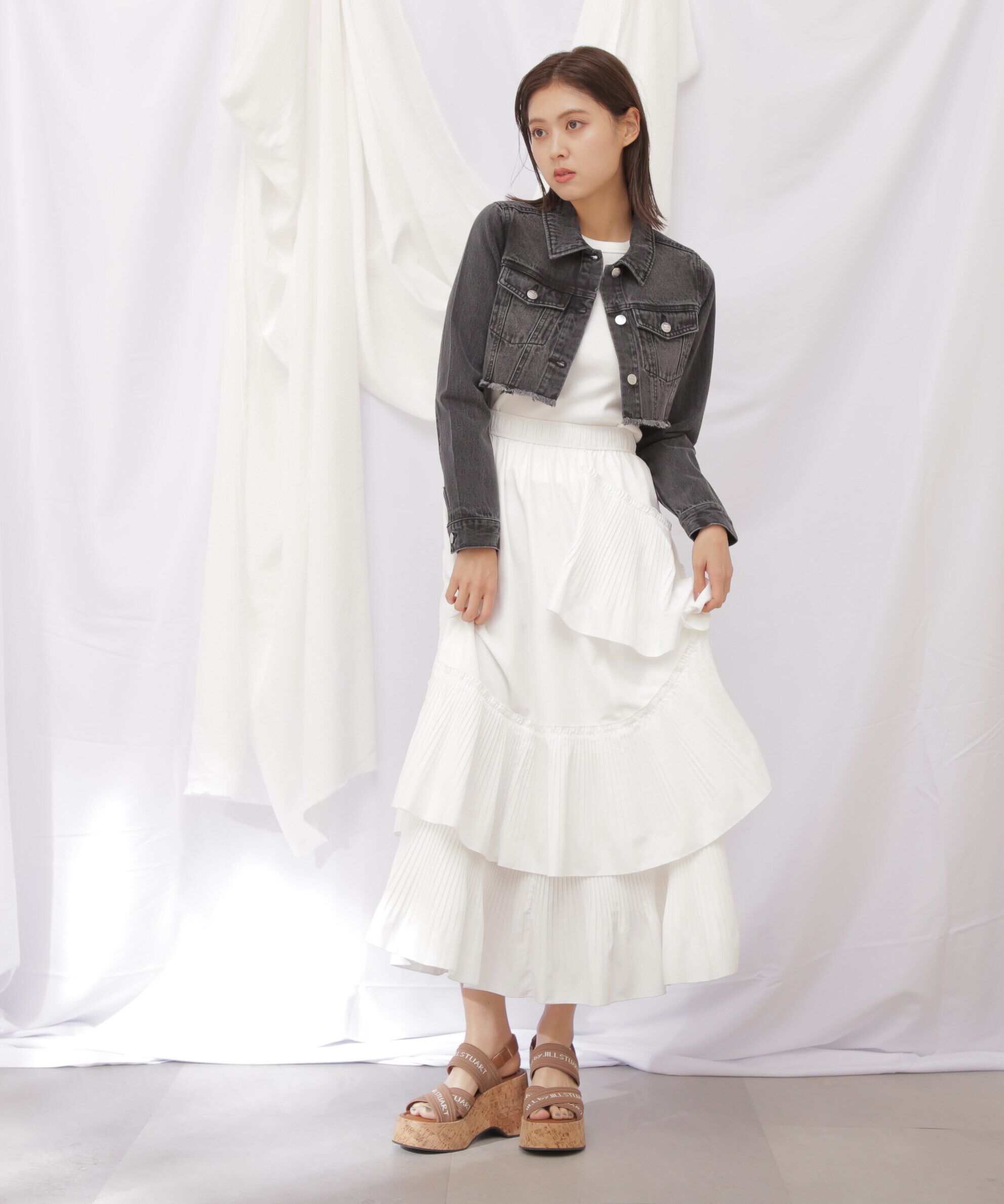  「◇ボリュームデザインプリーツティアードスカート」|スカート|