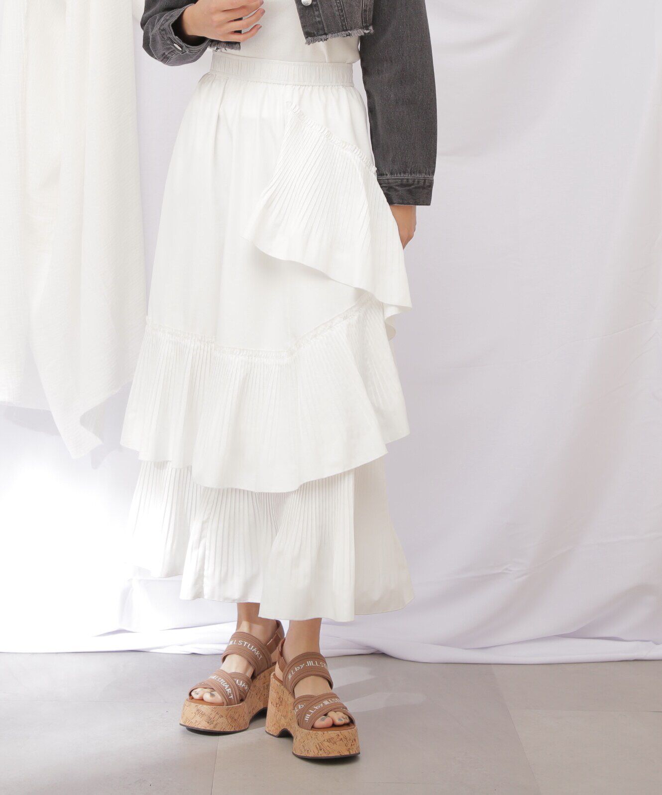  「◇ボリュームデザインプリーツティアードスカート」|スカート|