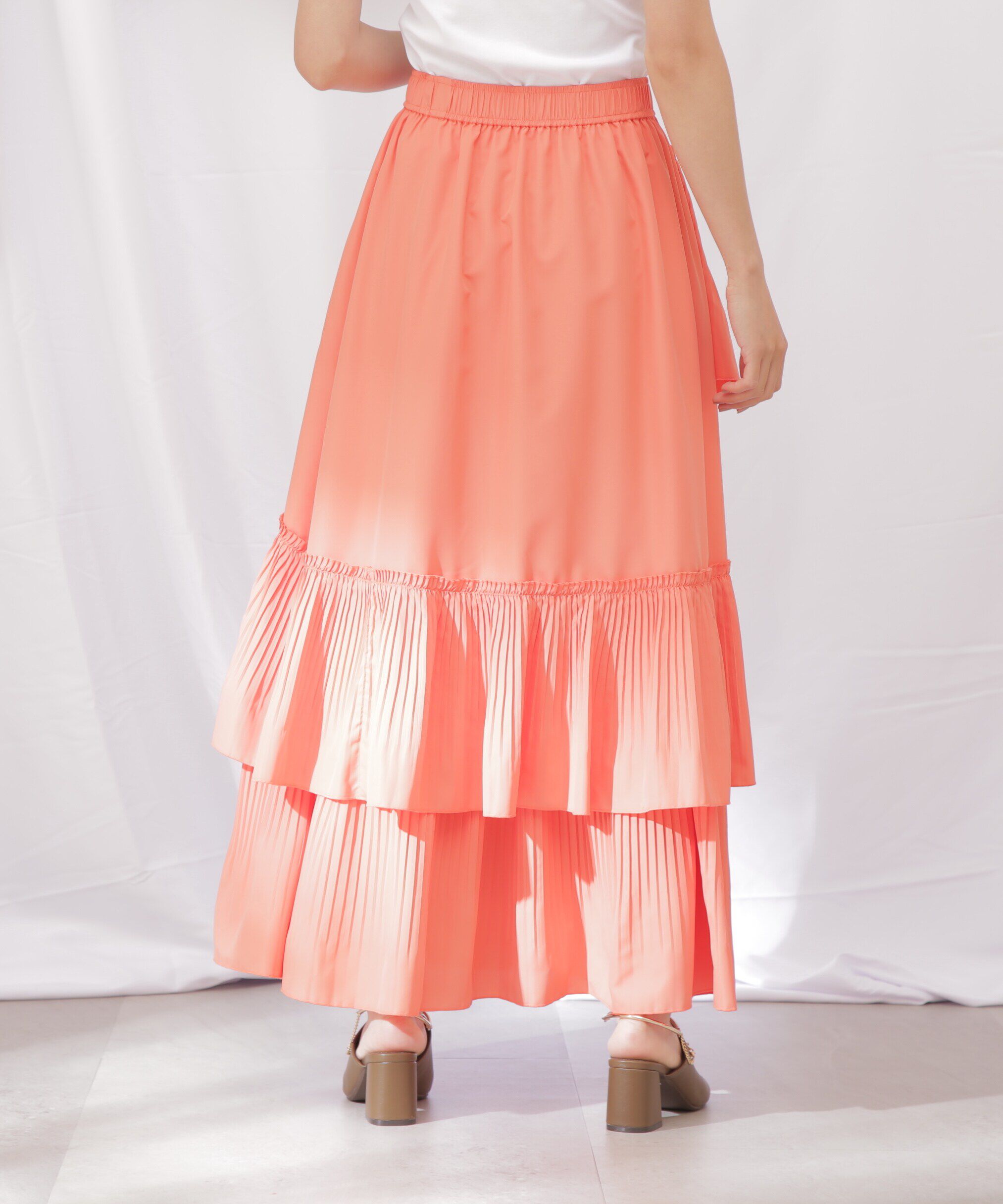  「◇ボリュームデザインプリーツティアードスカート」|スカート|