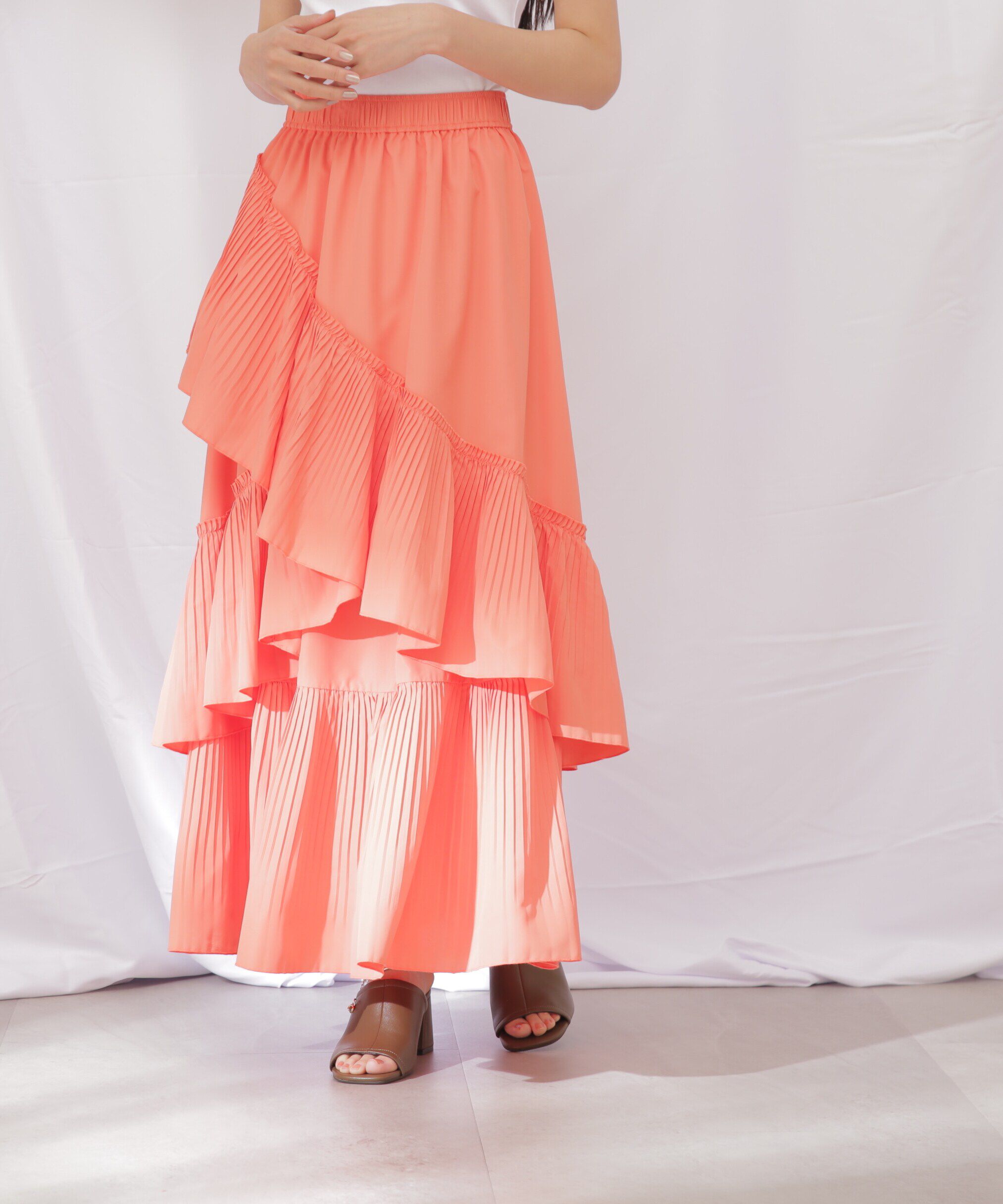  「◇ボリュームデザインプリーツティアードスカート」|スカート|