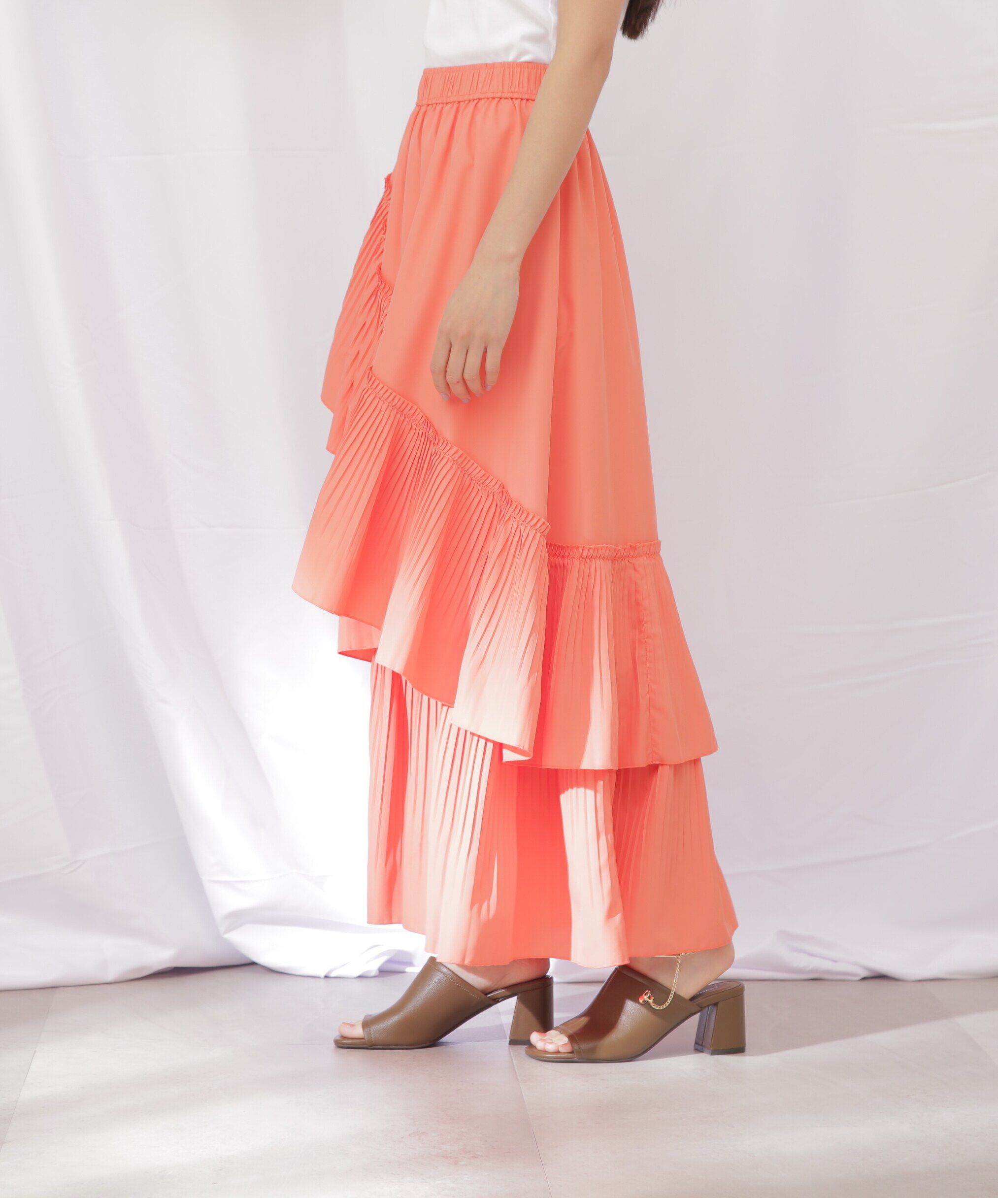  「◇ボリュームデザインプリーツティアードスカート」|スカート|