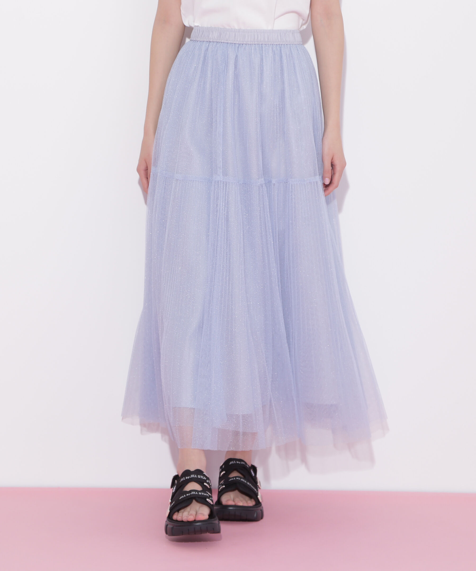  「ボリュームティアードチュールスカート」|スカート|ブルー