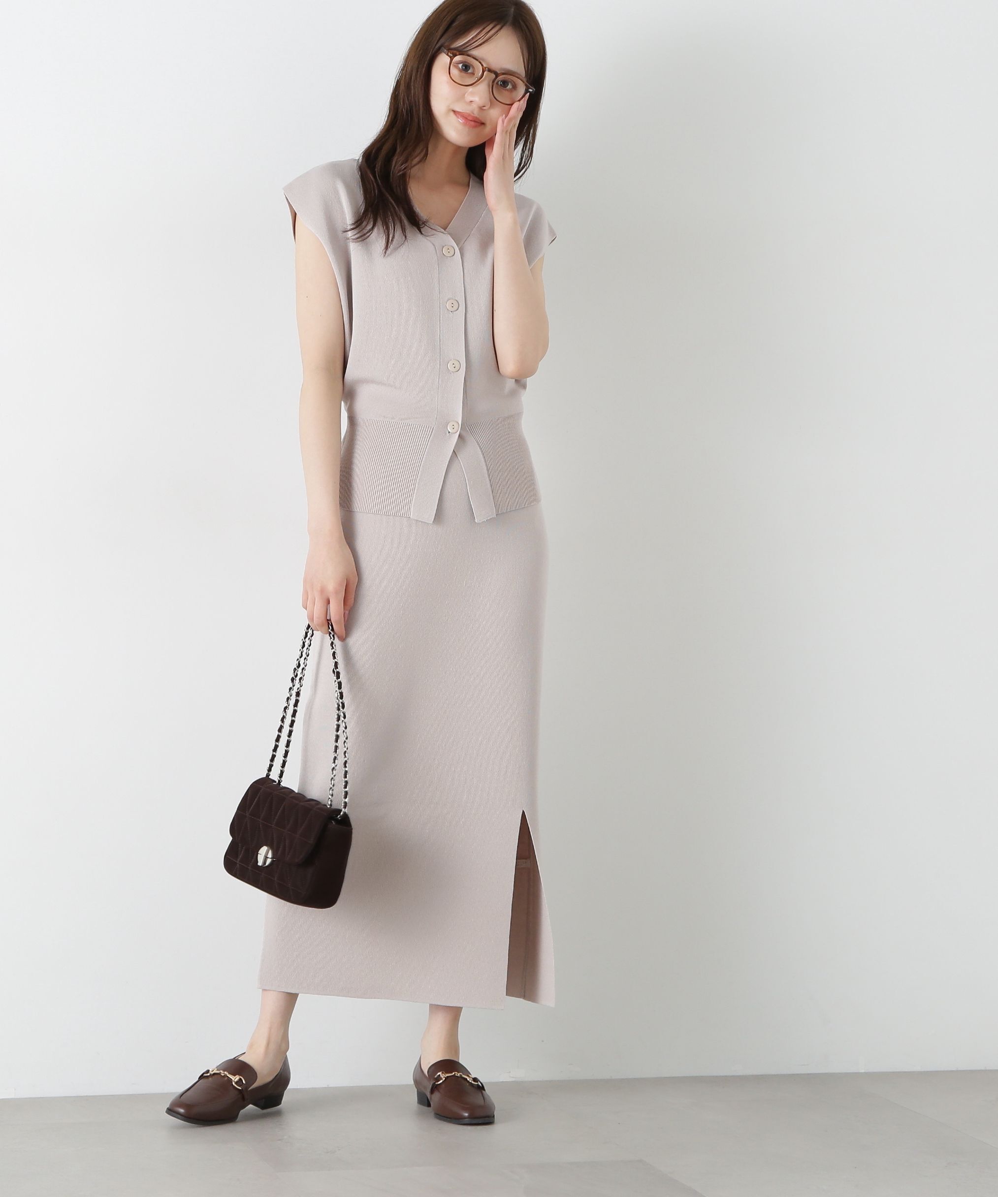 PROPORTION BODY DRESSING「スリットナローニットSET UP」|ワンピース|