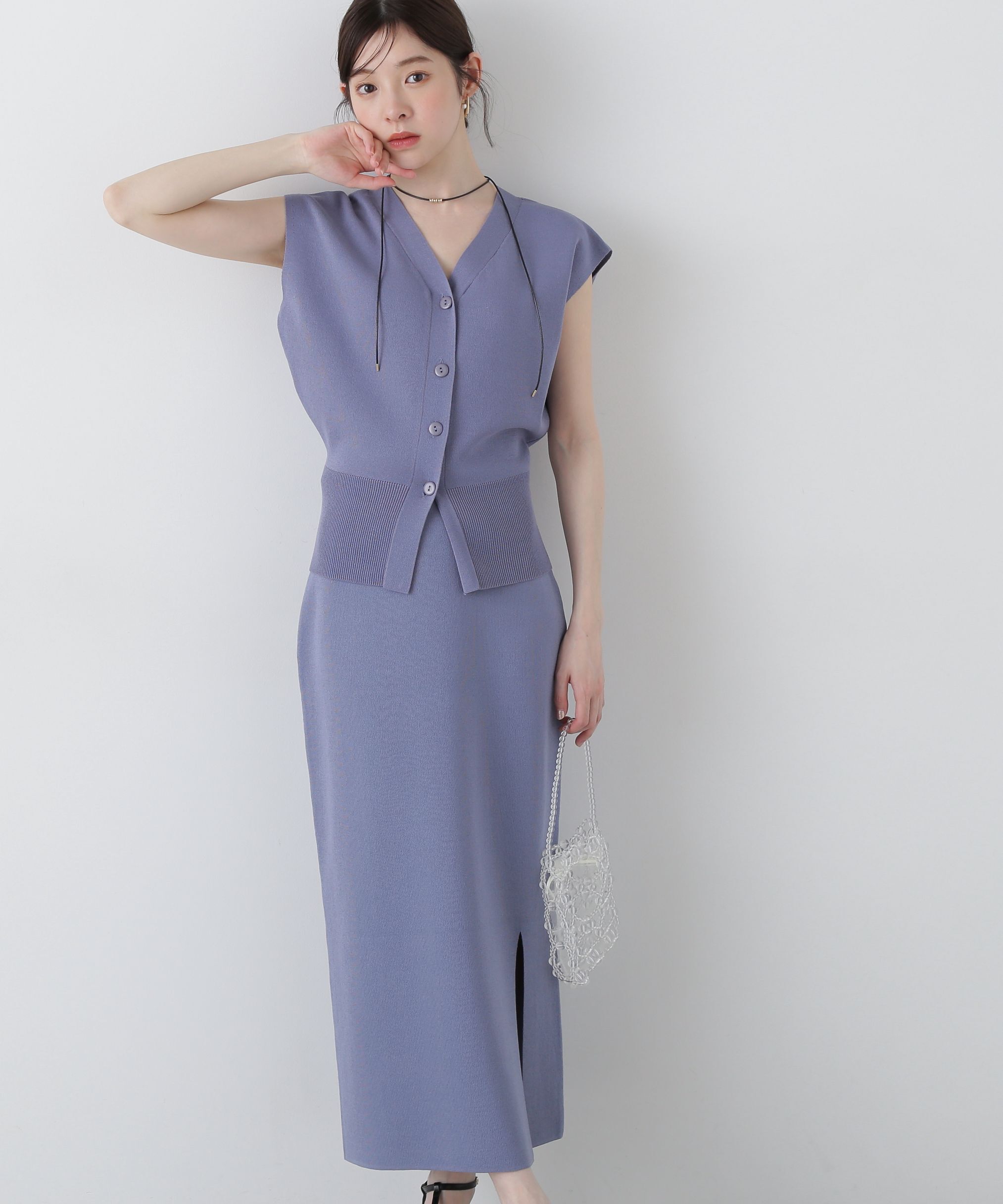 PROPORTION BODY DRESSING「スリットナローニットSET UP」|ワンピース|ブルー