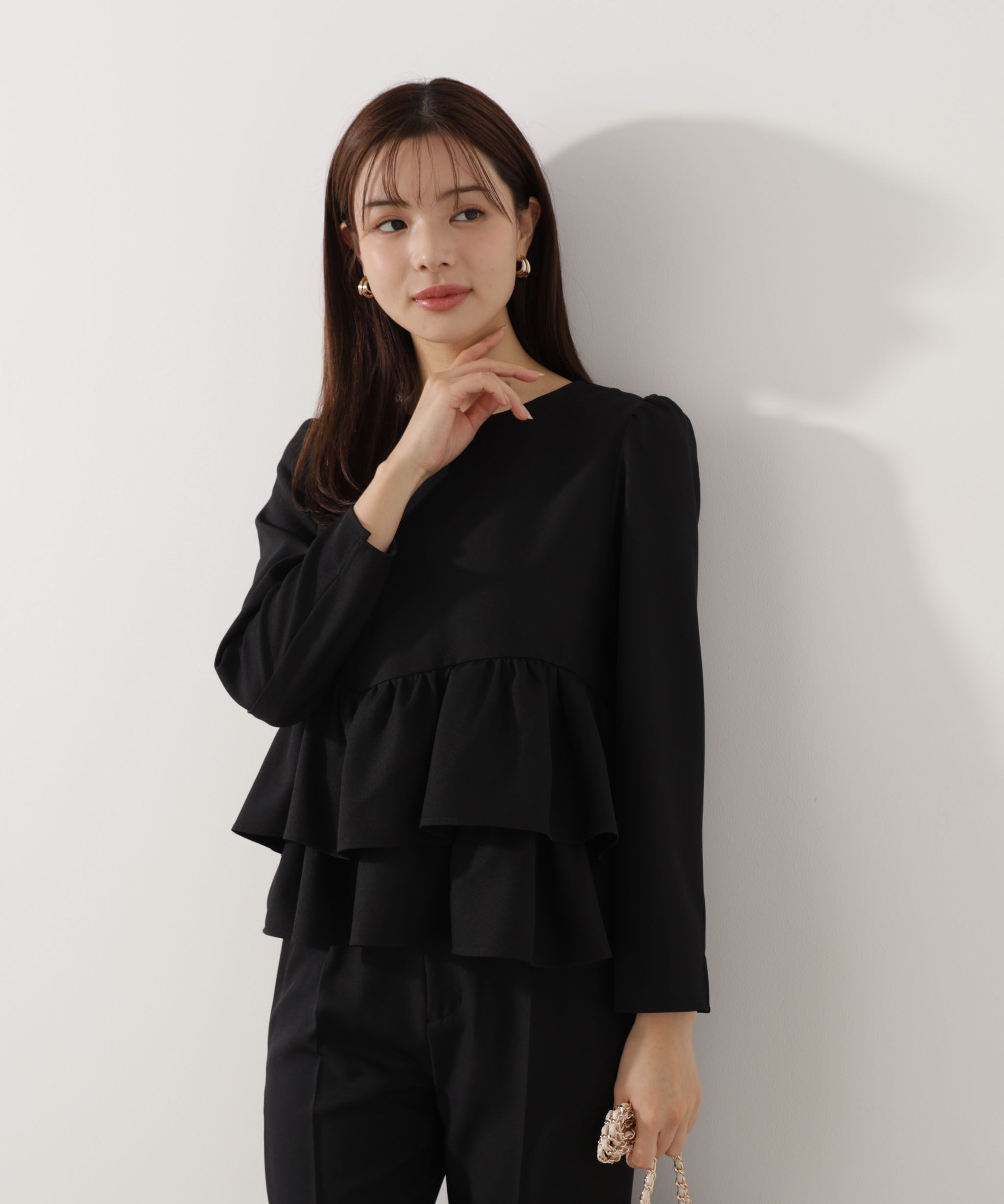 PROPORTION BODY DRESSING「＜ウォッシャブル＞ランダムヘムペプラムブラウス」|シャツ・ブラウス|