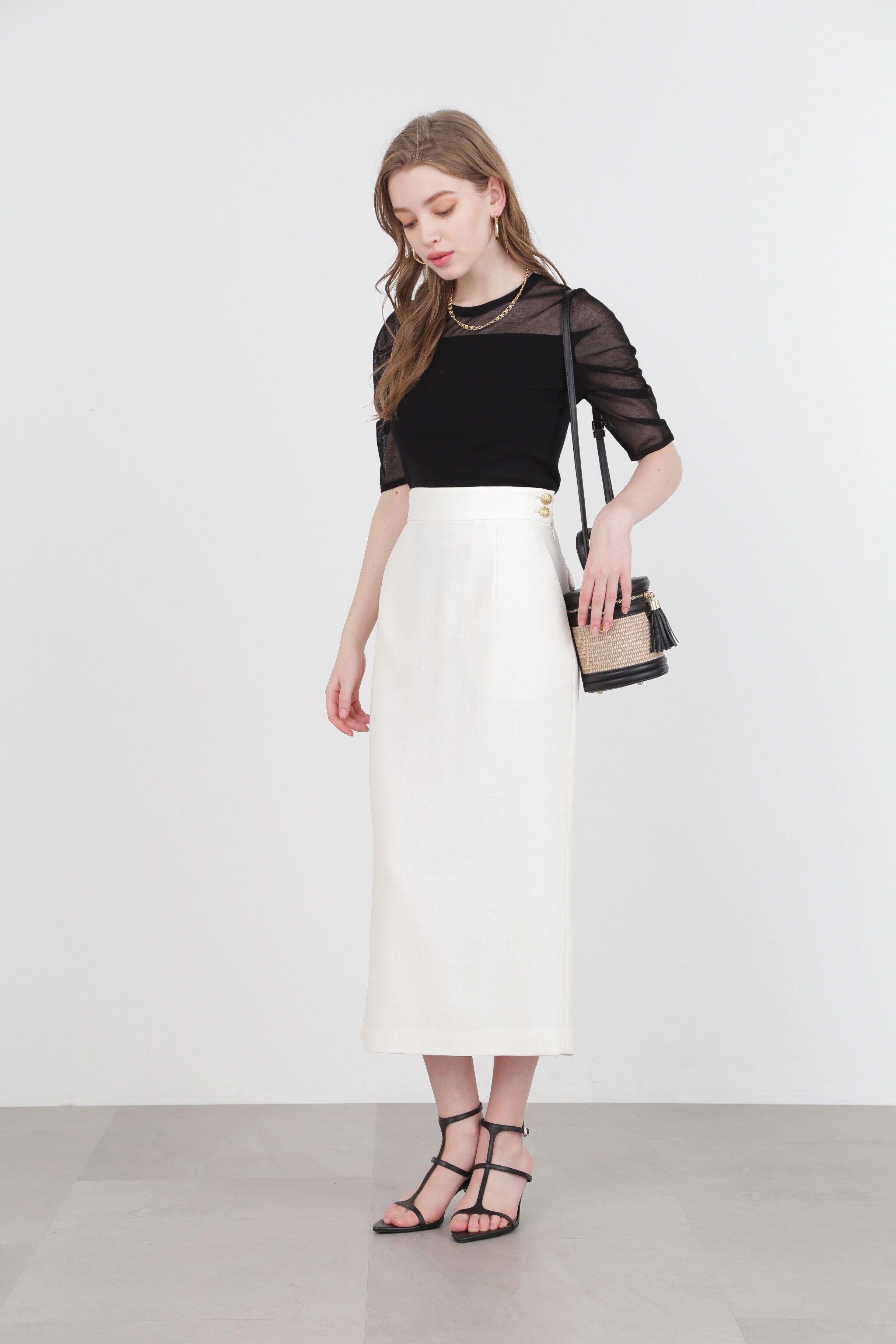  「◆サイドボタンロングスカート」|スカート|