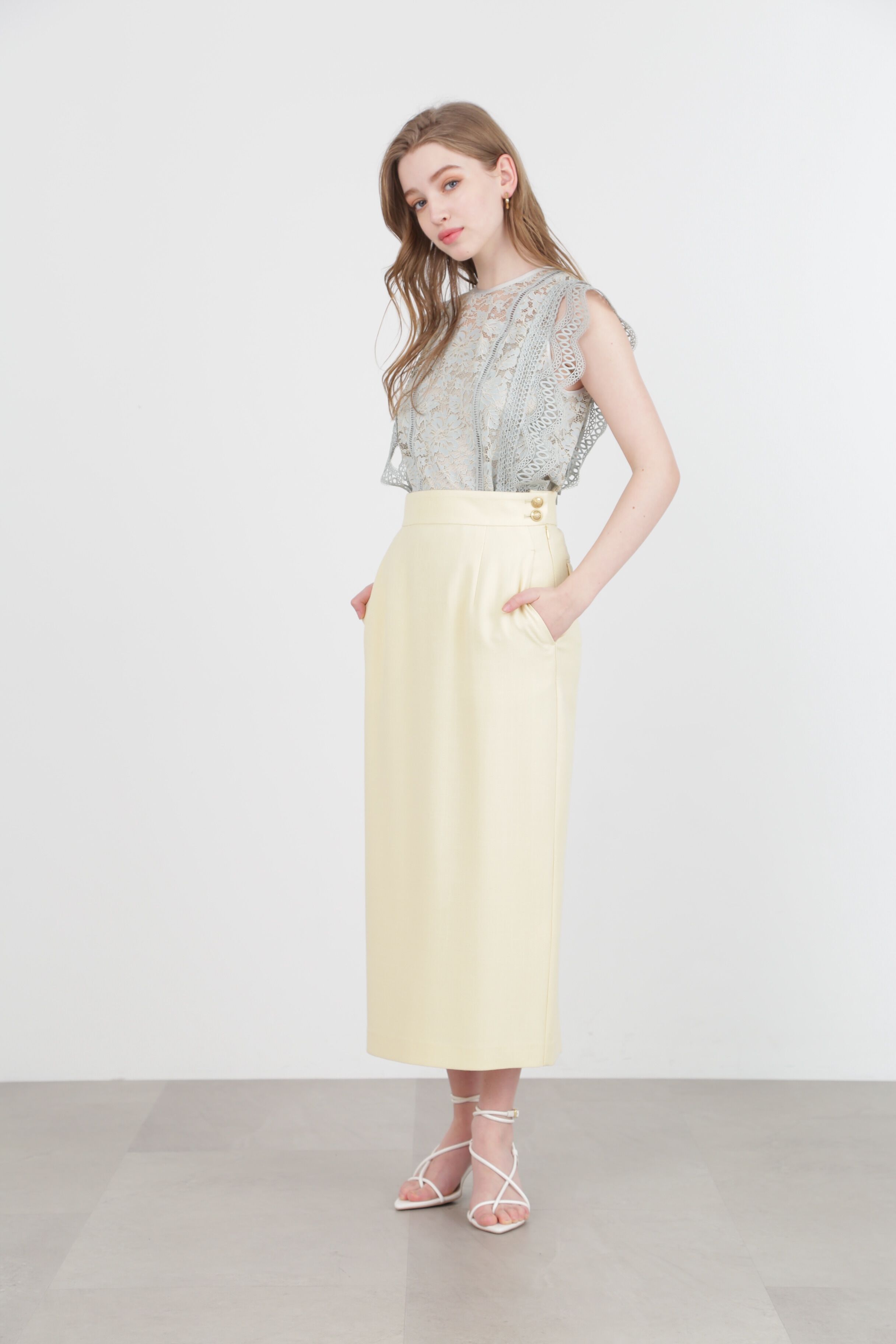  「◆サイドボタンロングスカート」|スカート|