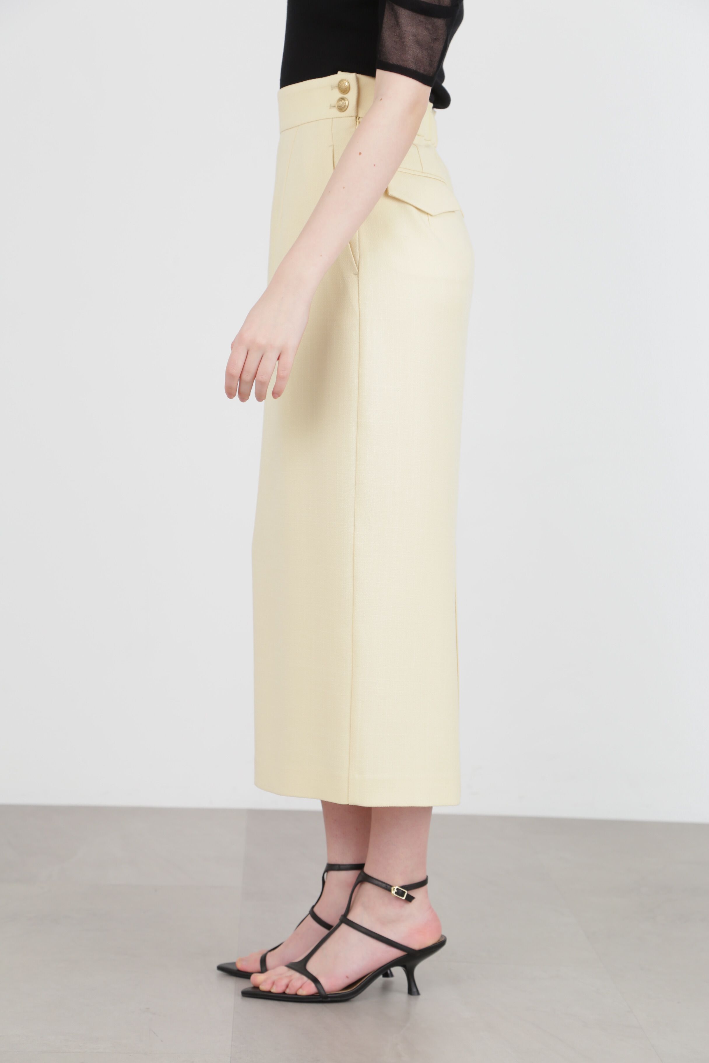  「◆サイドボタンロングスカート」|スカート|