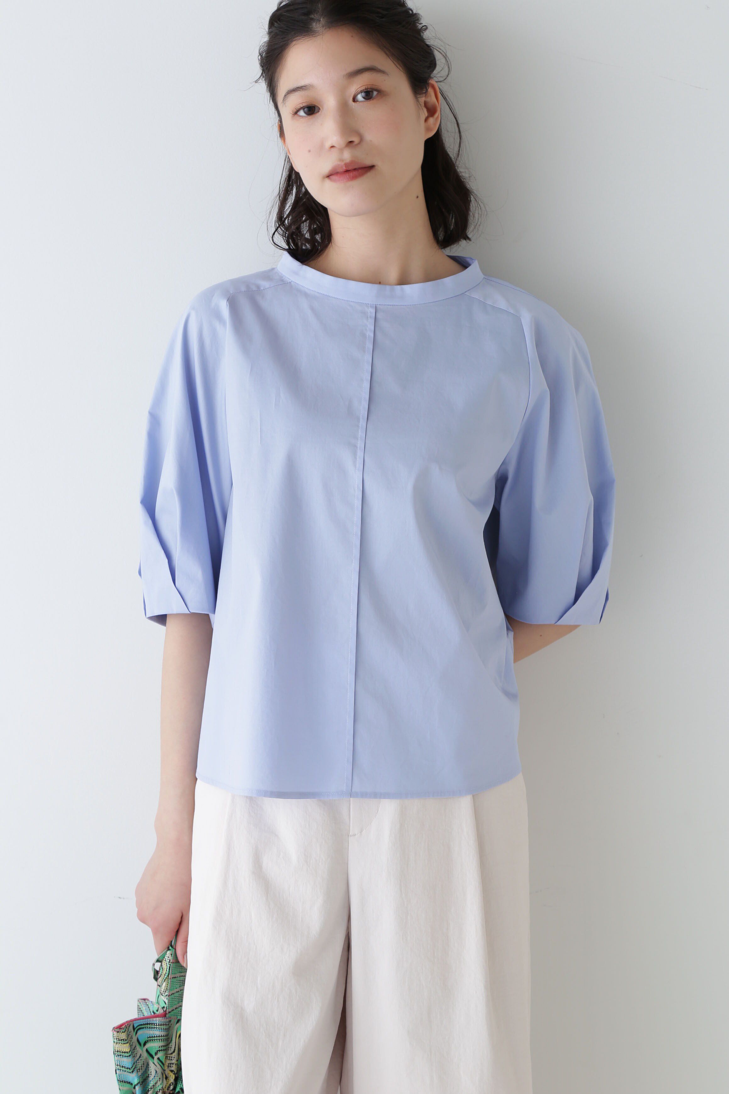  「◆５分袖Ｔブラウス」|シャツ・ブラウス|ブルー