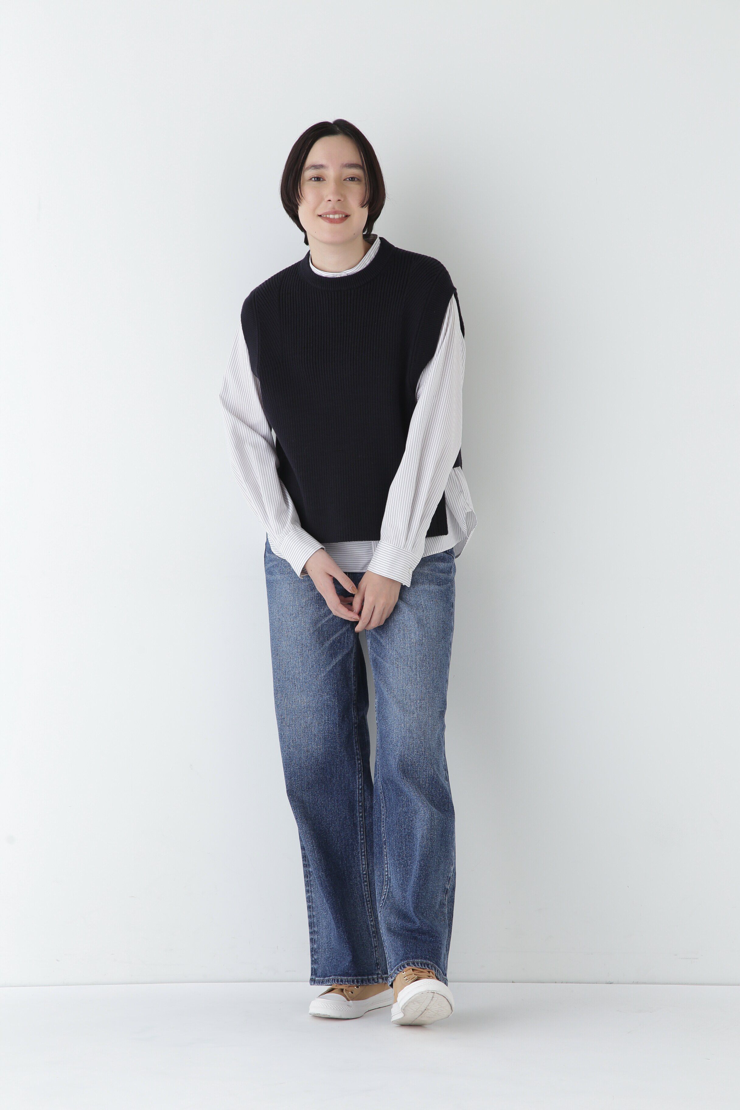  「◆コットンロンストバンドカラーブラウス」|シャツ・ブラウス|