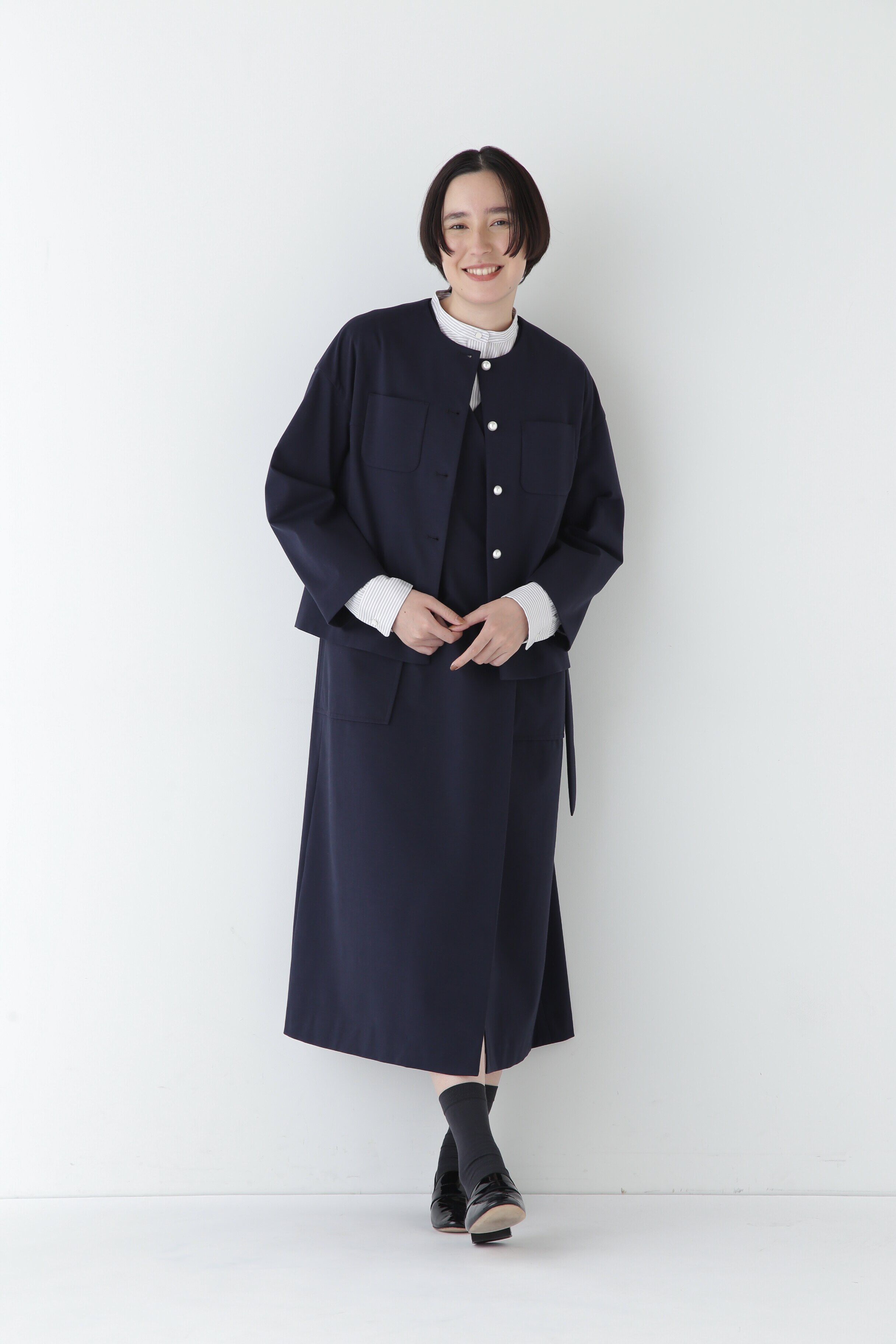  「◆コットンロンストバンドカラーブラウス」|シャツ・ブラウス|