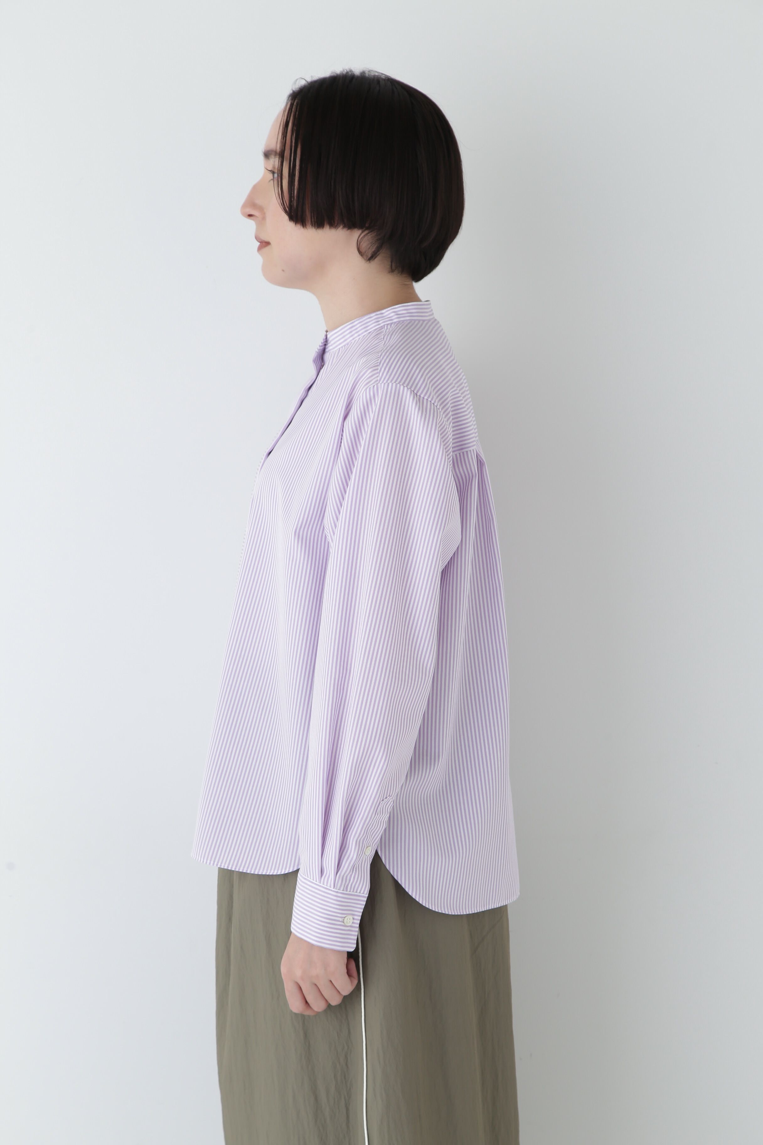  「◆コットンロンストバンドカラーブラウス」|シャツ・ブラウス|