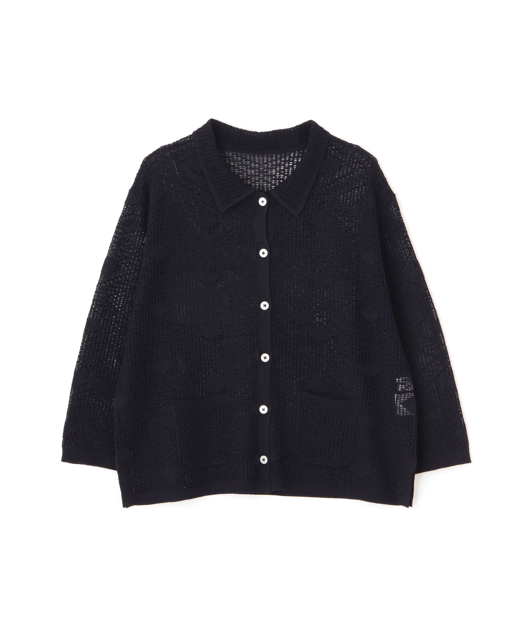  「◆【ウォッシャブル】ラメメッシュオープンカラーカーディガン」|ニット・セーター|