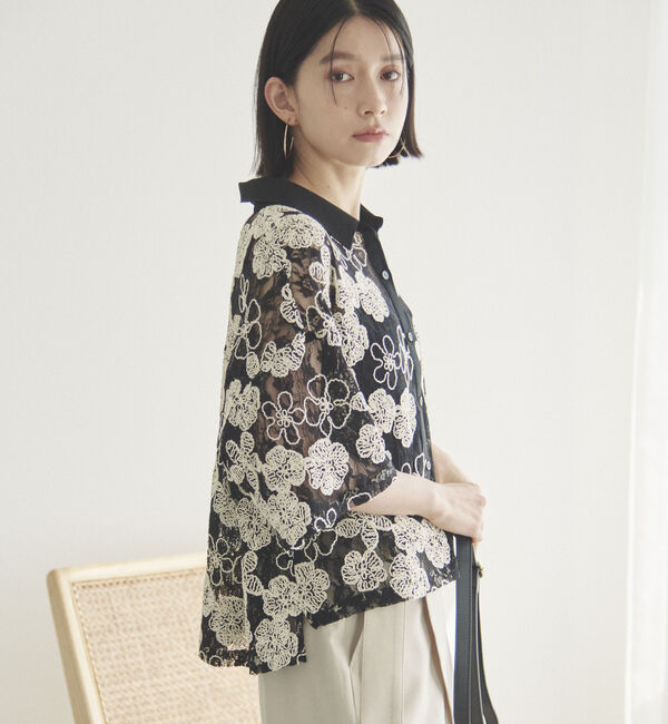 Doux archives「コードレースクロップドシャツ」|シャツ・ブラウス|