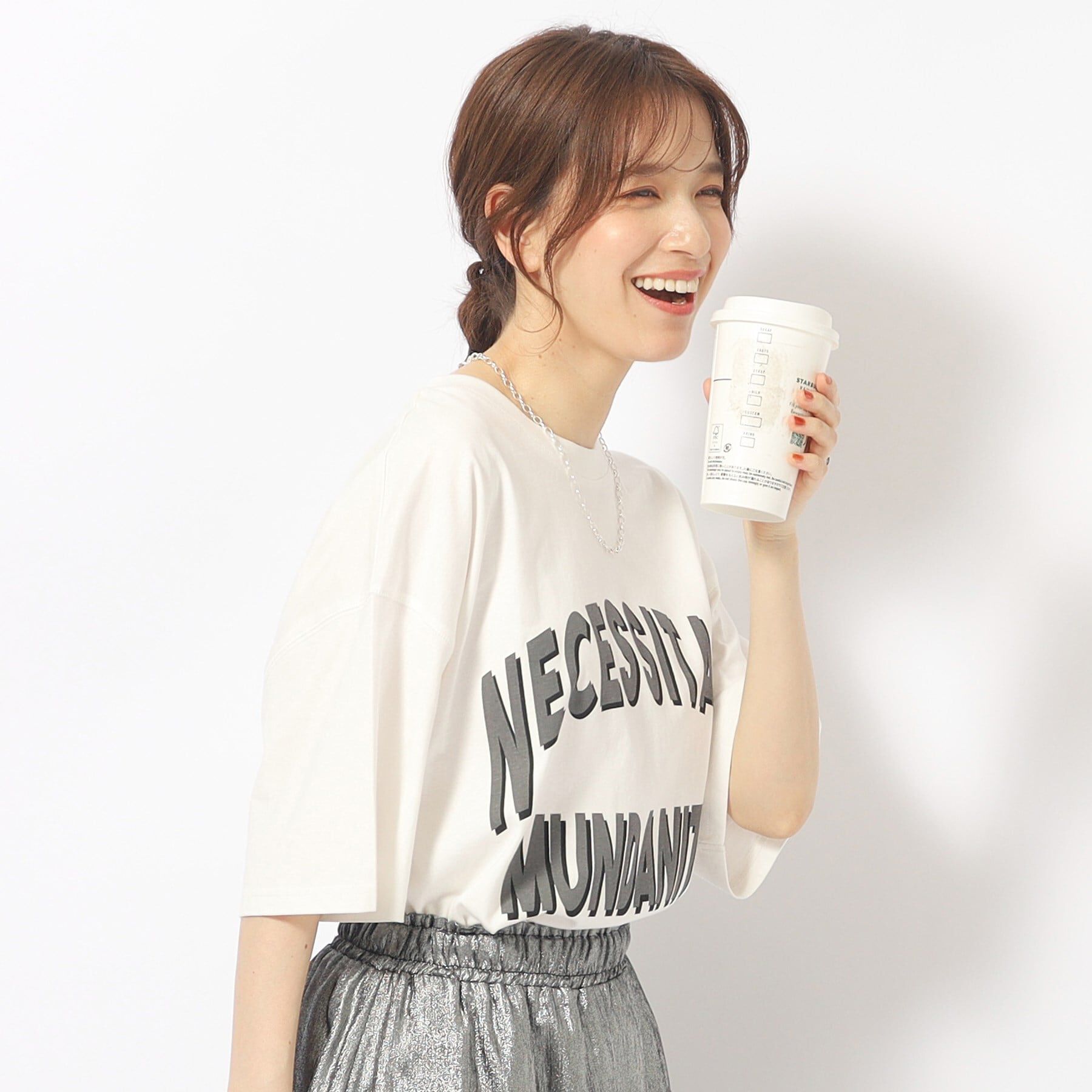 SHOO･LA･RUE「ゆるっとが今年らしい プリントBIG Tシャツ」|Tシャツ・カットソー|ホワイト(802)