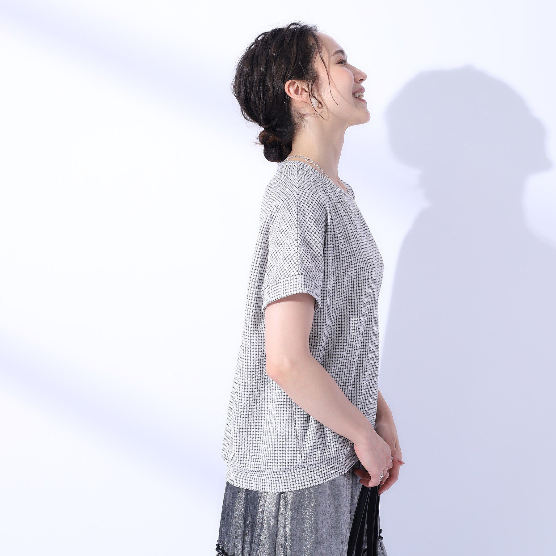 SHOO･LA･RUE「コーデのアクセントに ジャカードチェックトップス」|Tシャツ・カットソー|