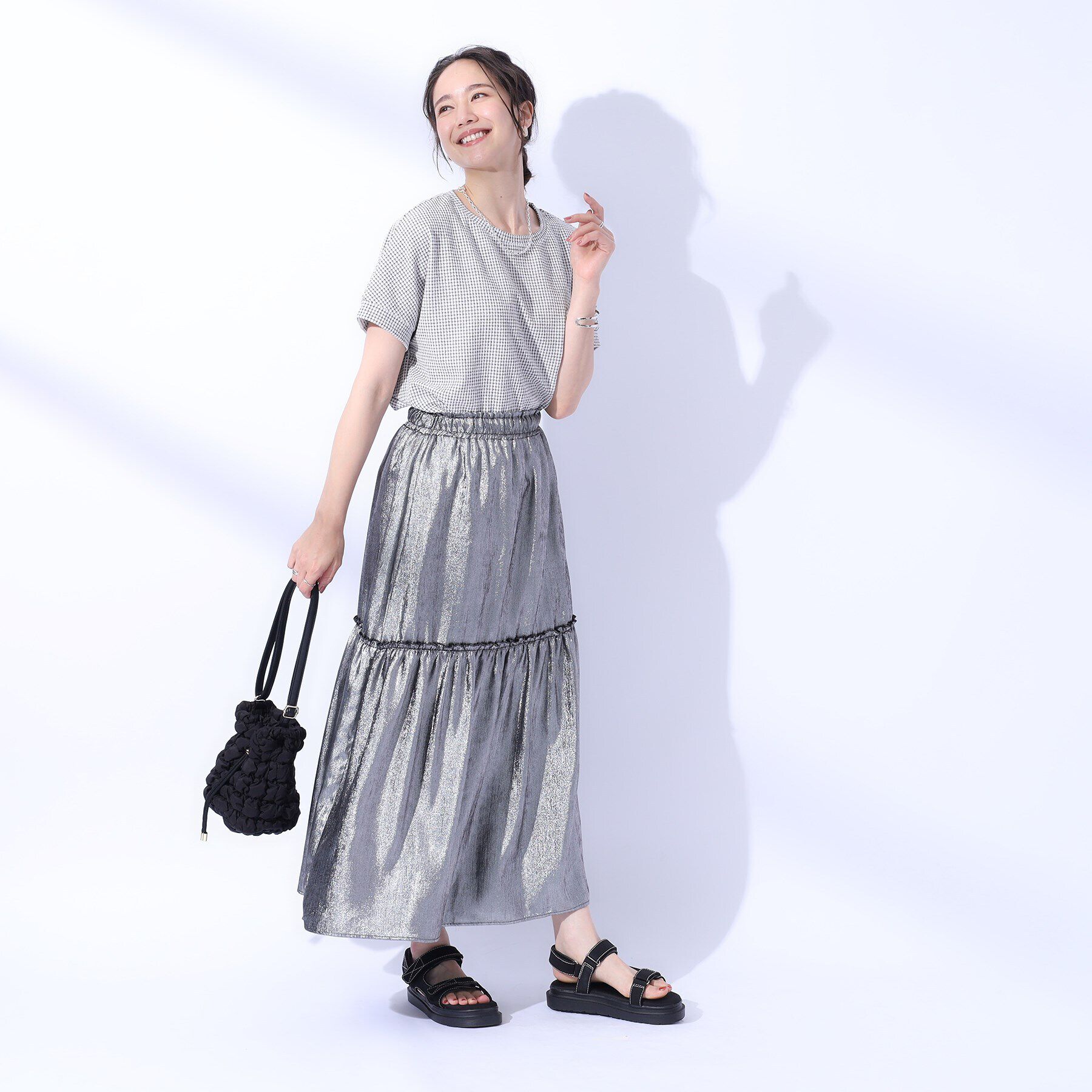 SHOO･LA･RUE「コーデのアクセントに ジャカードチェックトップス」|Tシャツ・カットソー|