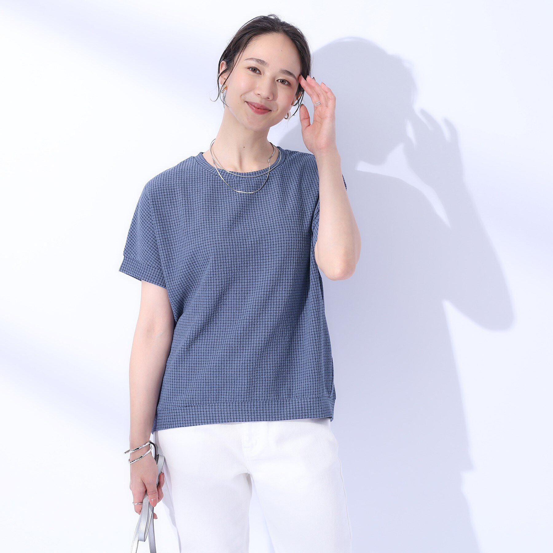 SHOO･LA･RUE「コーデのアクセントに ジャカードチェックトップス」|Tシャツ・カットソー|