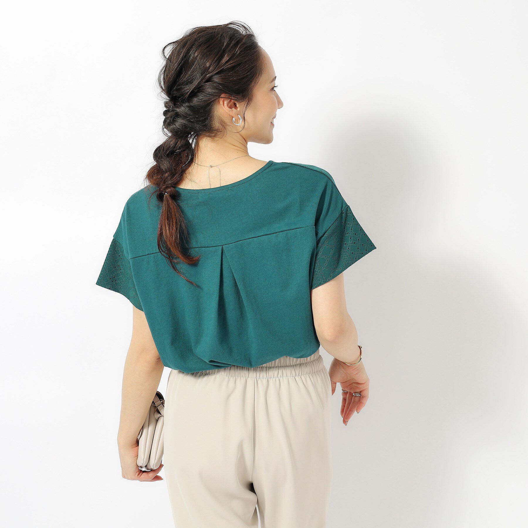 SHOO･LA･RUE「涼やかにきれい見え レースライク ジャカードトップス」|Tシャツ・カットソー|