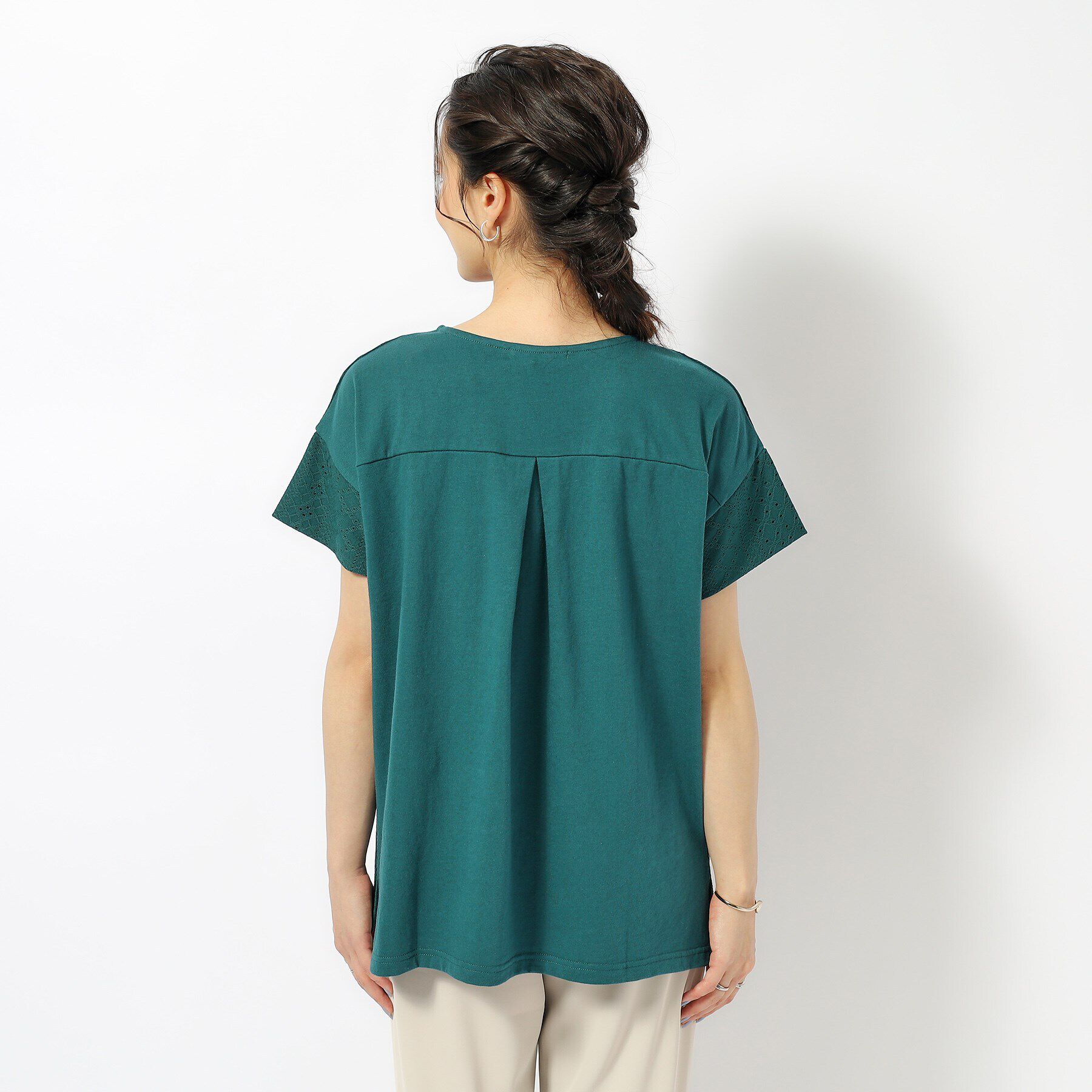 SHOO･LA･RUE「涼やかにきれい見え レースライク ジャカードトップス」|Tシャツ・カットソー|