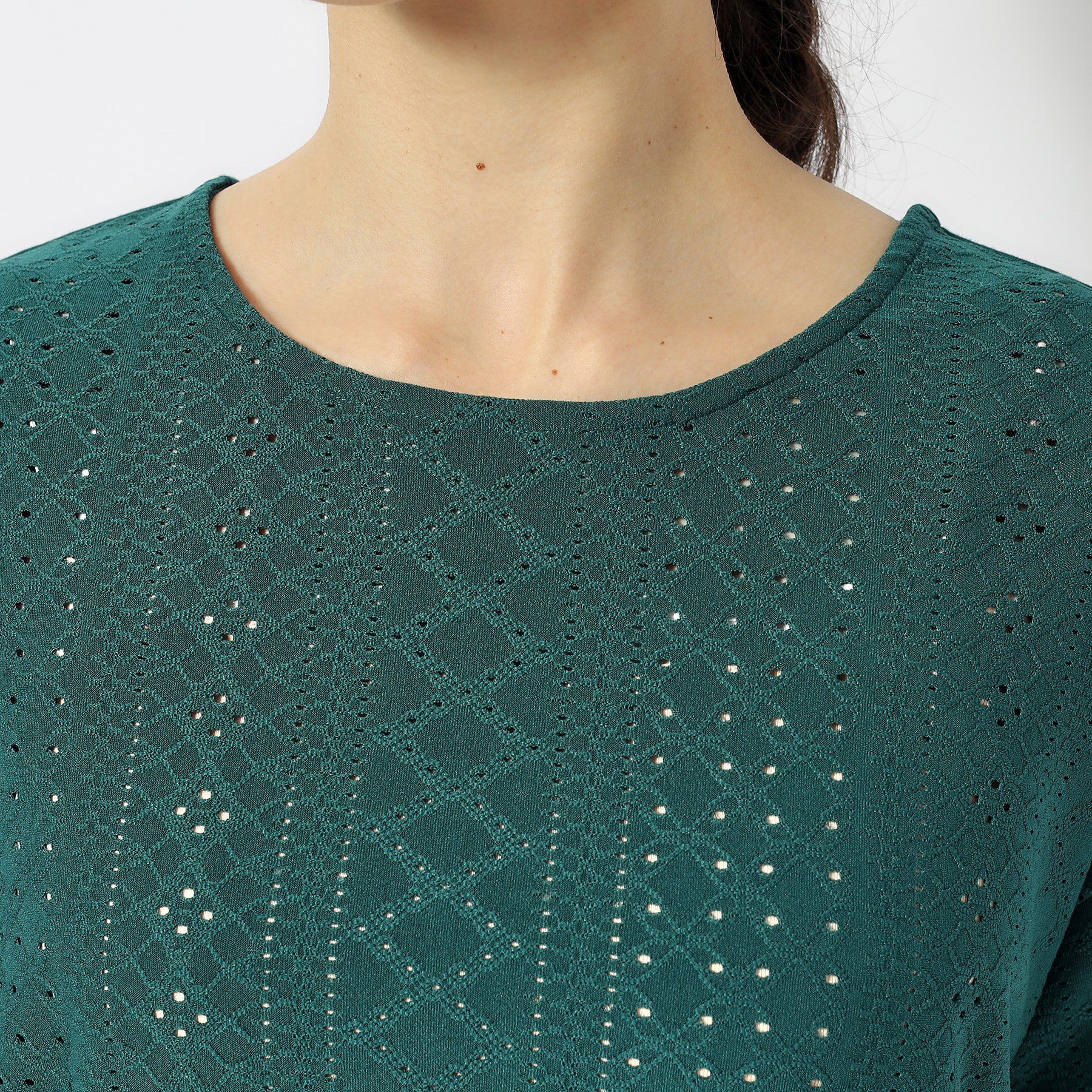 SHOO･LA･RUE「涼やかにきれい見え レースライク ジャカードトップス」|Tシャツ・カットソー|