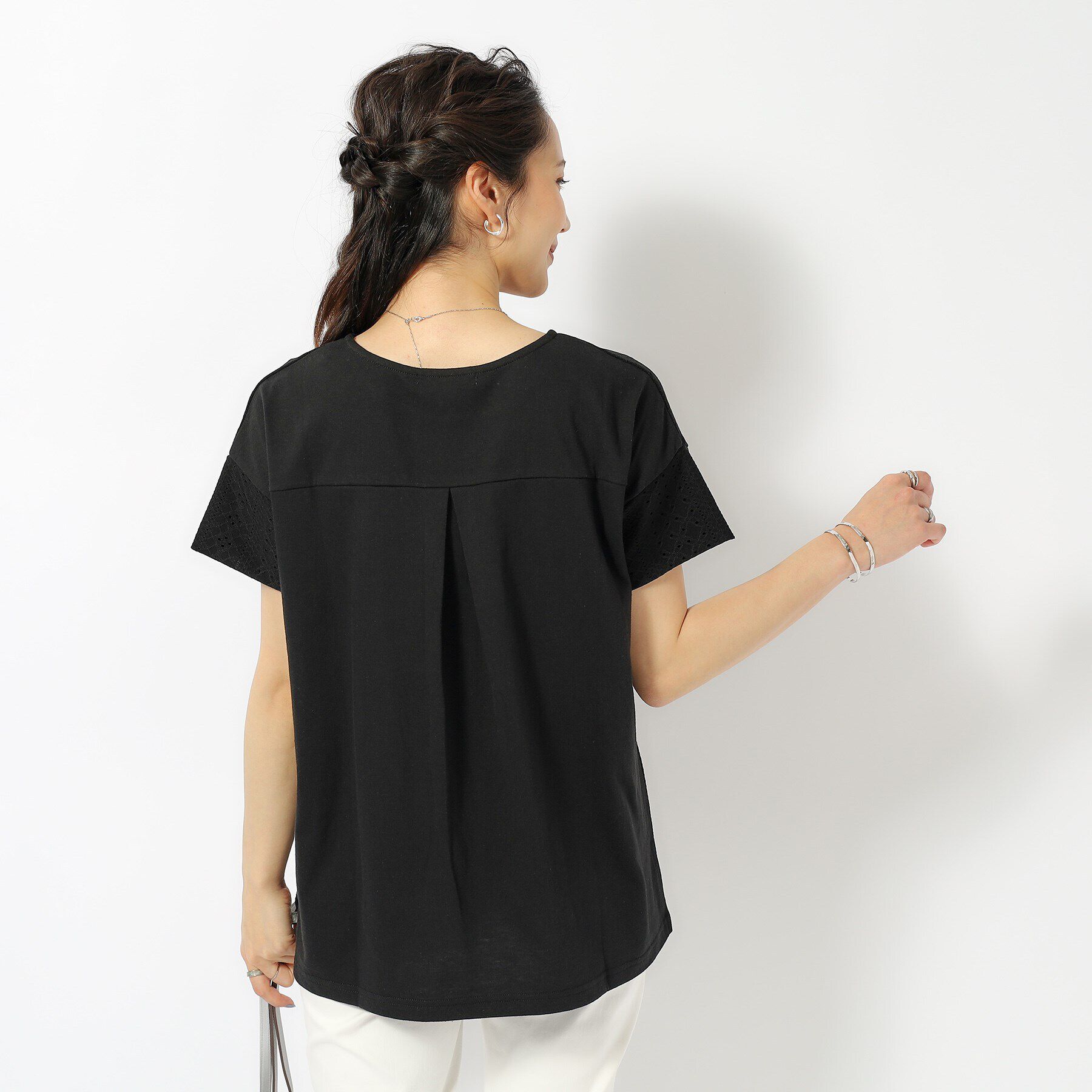 SHOO･LA･RUE「涼やかにきれい見え レースライク ジャカードトップス」|Tシャツ・カットソー|