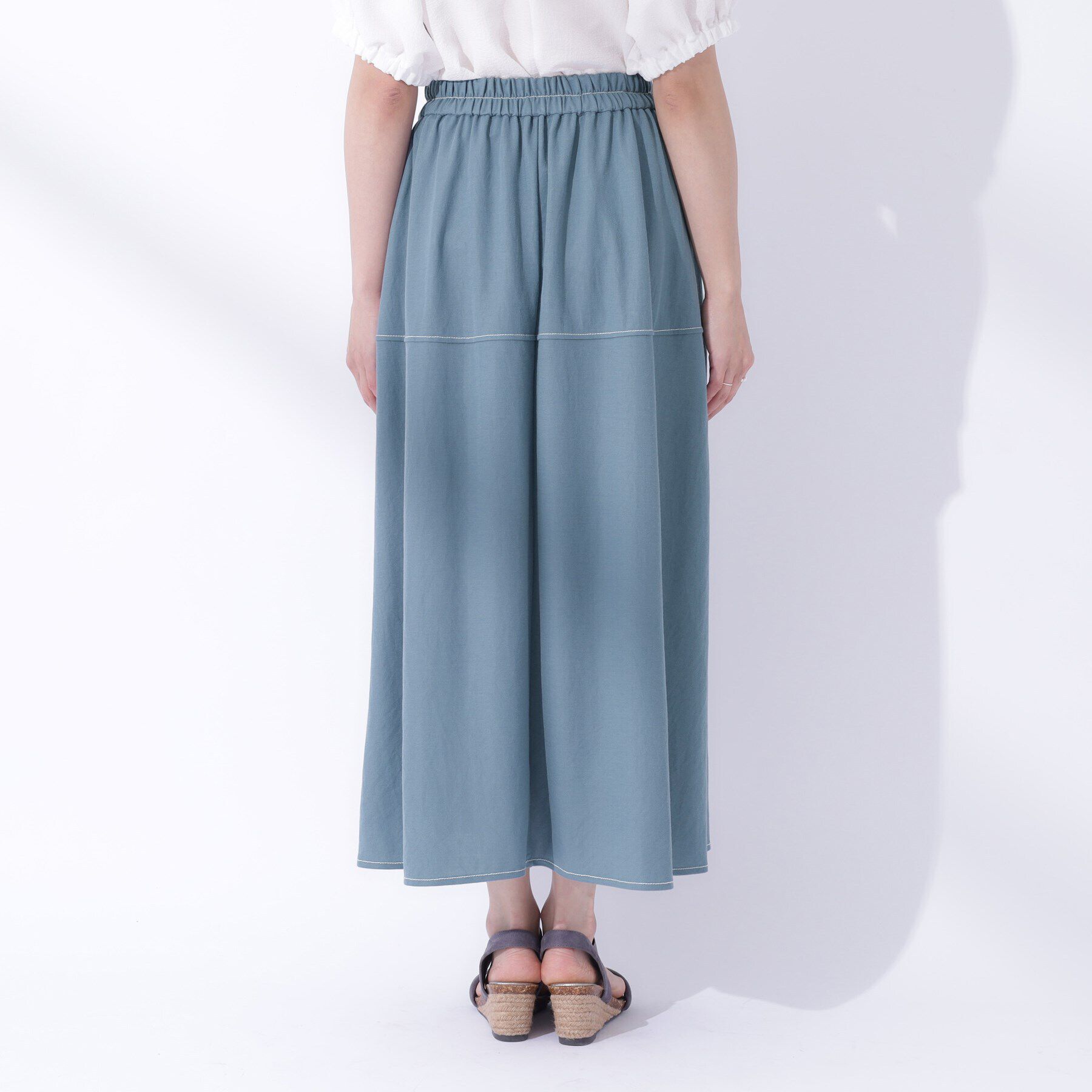 SHOO･LA･RUE「【UV】大人上品な 配色ステッチ フレアスカート」|スカート|