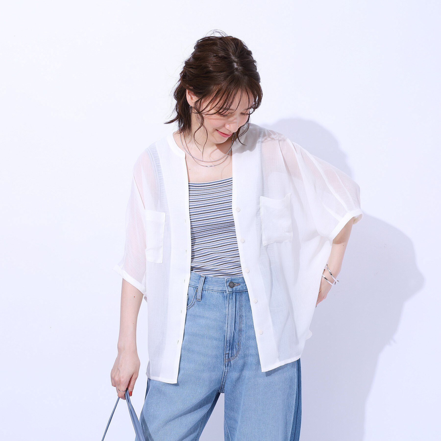 SHOO･LA･RUE「大人の透け感 ワッシャードルマンシャツ」|シャツ・ブラウス|