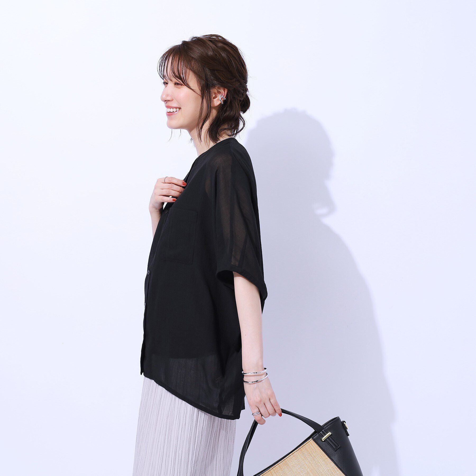 SHOO･LA･RUE「大人の透け感 ワッシャードルマンシャツ」|シャツ・ブラウス|