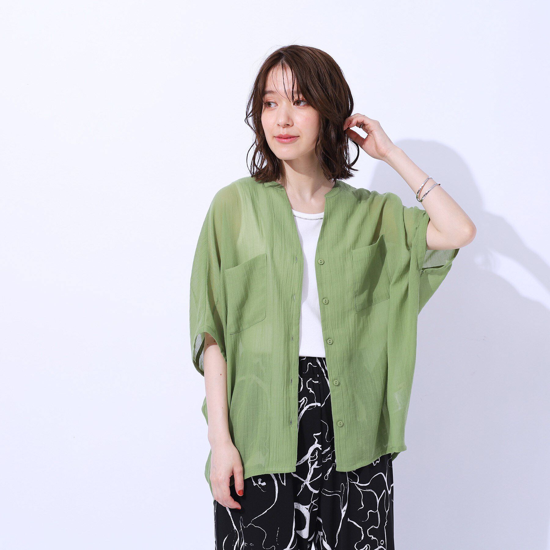 SHOO･LA･RUE「大人の透け感 ワッシャードルマンシャツ」|シャツ・ブラウス|