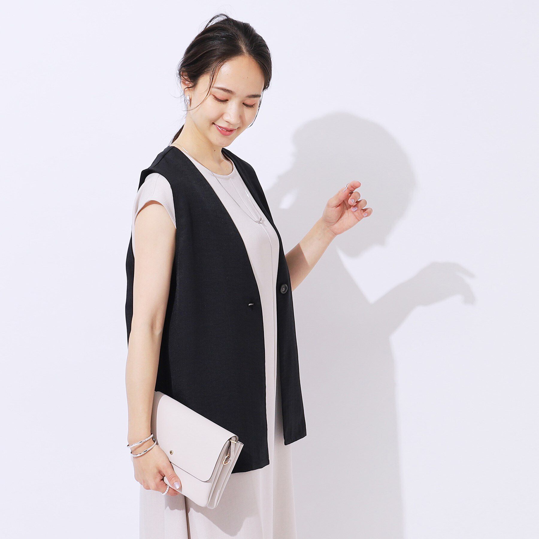 SHOO･LA･RUE「【洗える/セットアップ可】プラスワンで旬顔に 大人の麻調ジレ」|ベスト・ジレ|