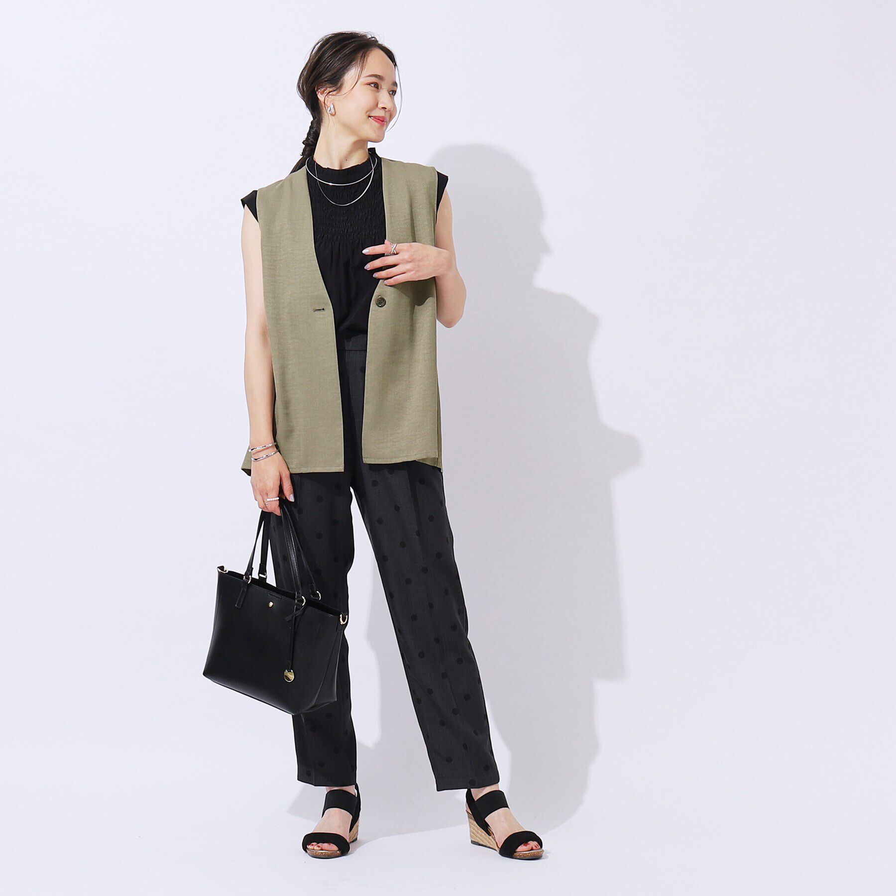 SHOO･LA･RUE「【洗える/セットアップ可】プラスワンで旬顔に 大人の麻調ジレ」|ベスト・ジレ|