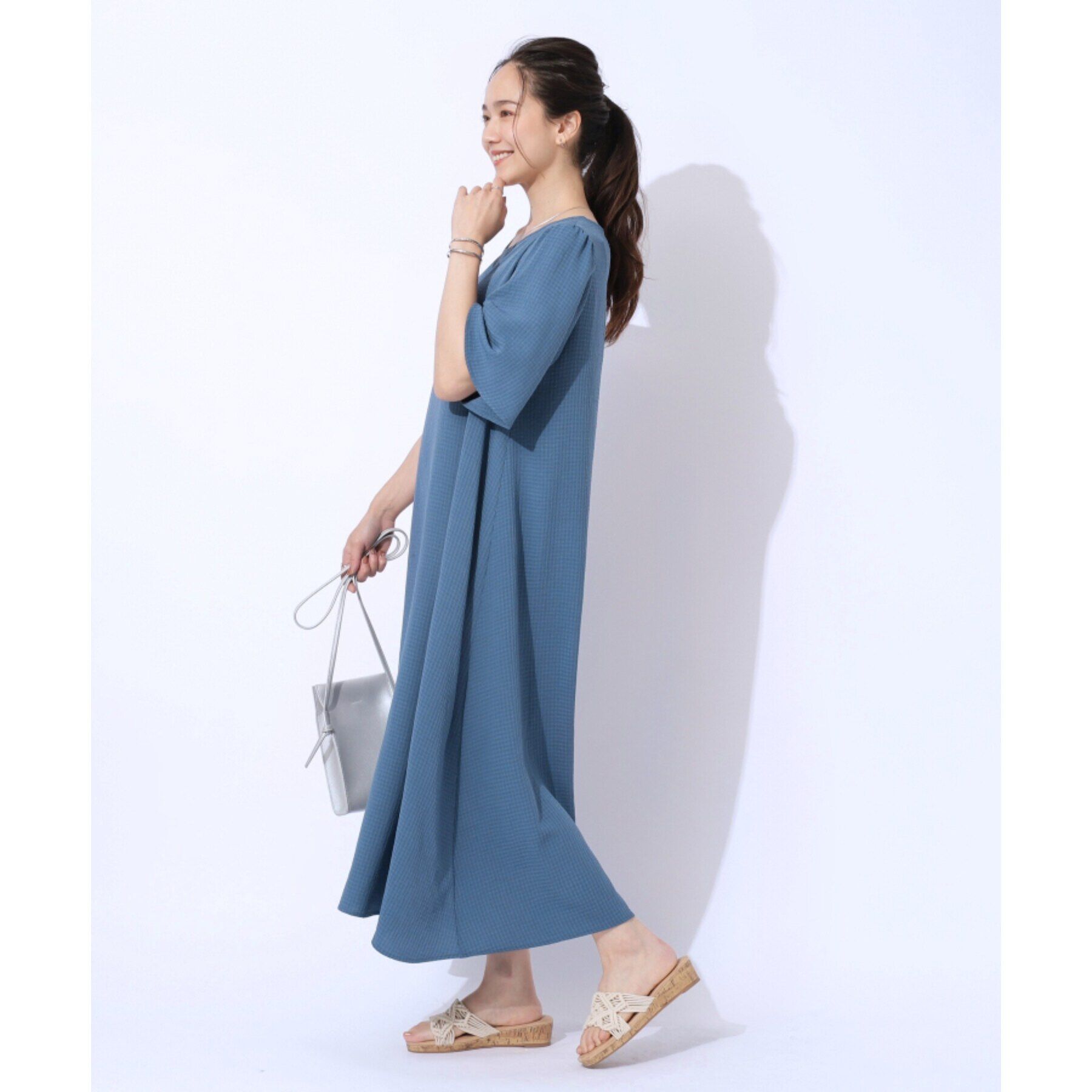 SHOO･LA･RUE「【洗える】Aラインで女性らしく 1枚で映えるギンガムワンピース」|ワンピース|