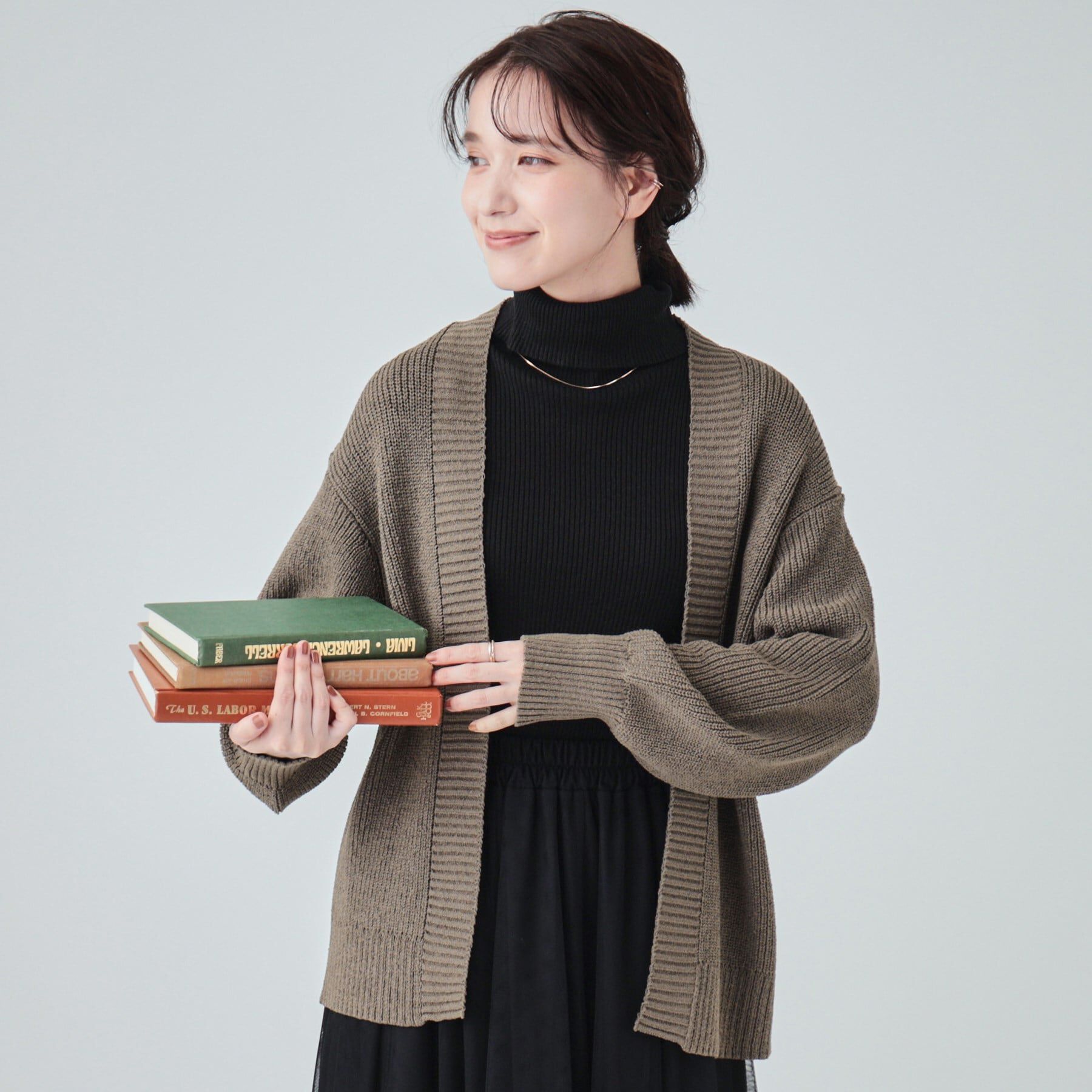 SHOO･LA･RUE「【洗える】ざっくり編みトッパーカーディガン」|カーディガン|モカブラウン(042