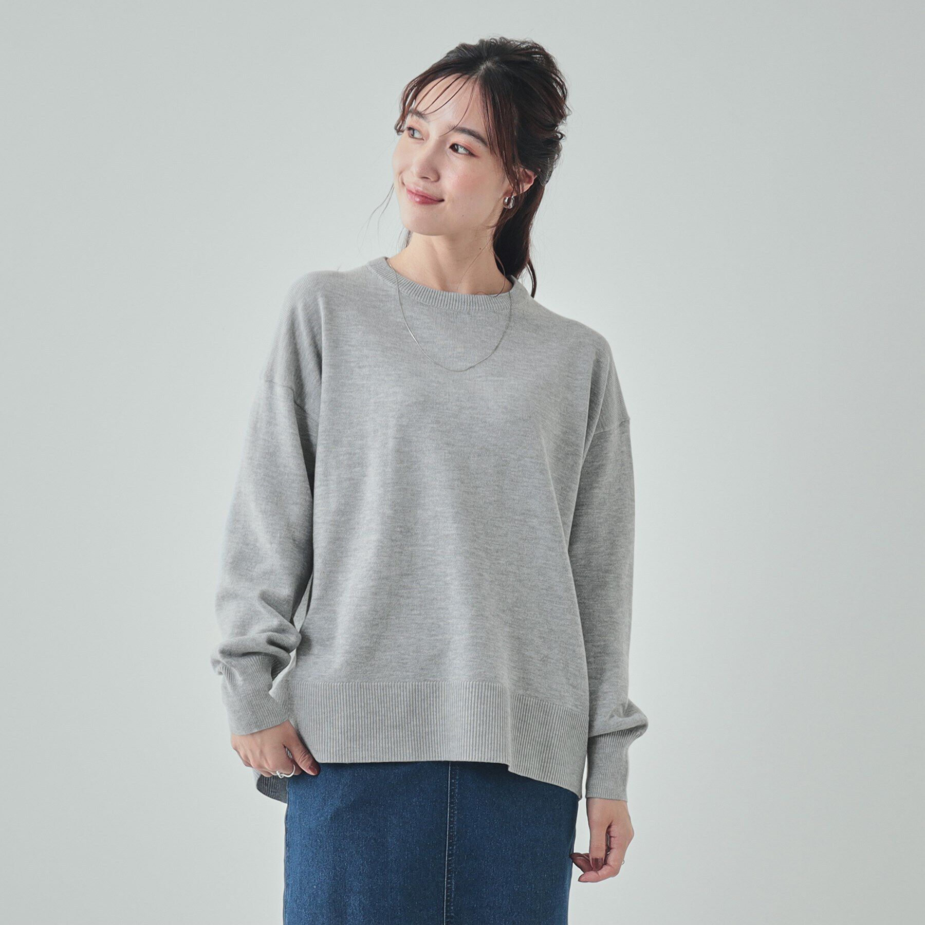 SHOO･LA･RUE「【洗える/毛玉レス】インせず着られる　大人の抜け感　バックスリットニット」|ニット・セーター|