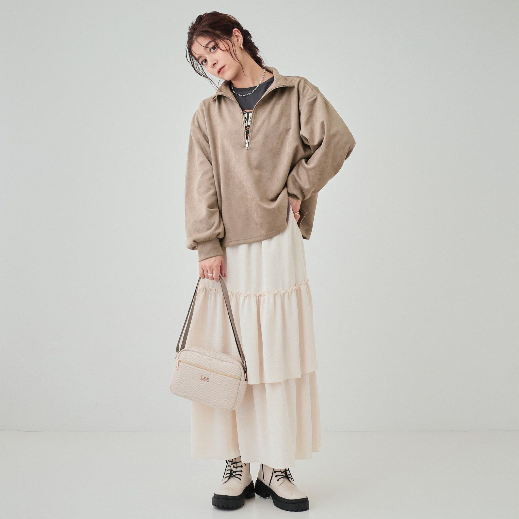 SHOO･LA･RUE「スエード調ハーフジッププルオーバー」|Tシャツ・カットソー|