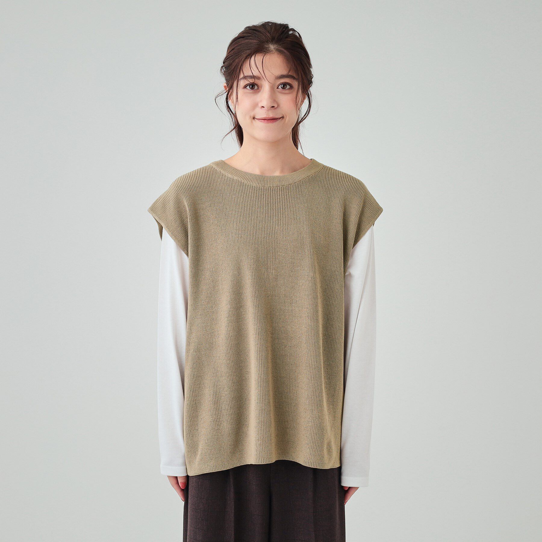 SHOO･LA･RUE「【S-LL/2点セット】後ろ姿も抜かりなく バックリボンニットベスト＋ロンT」|その他|