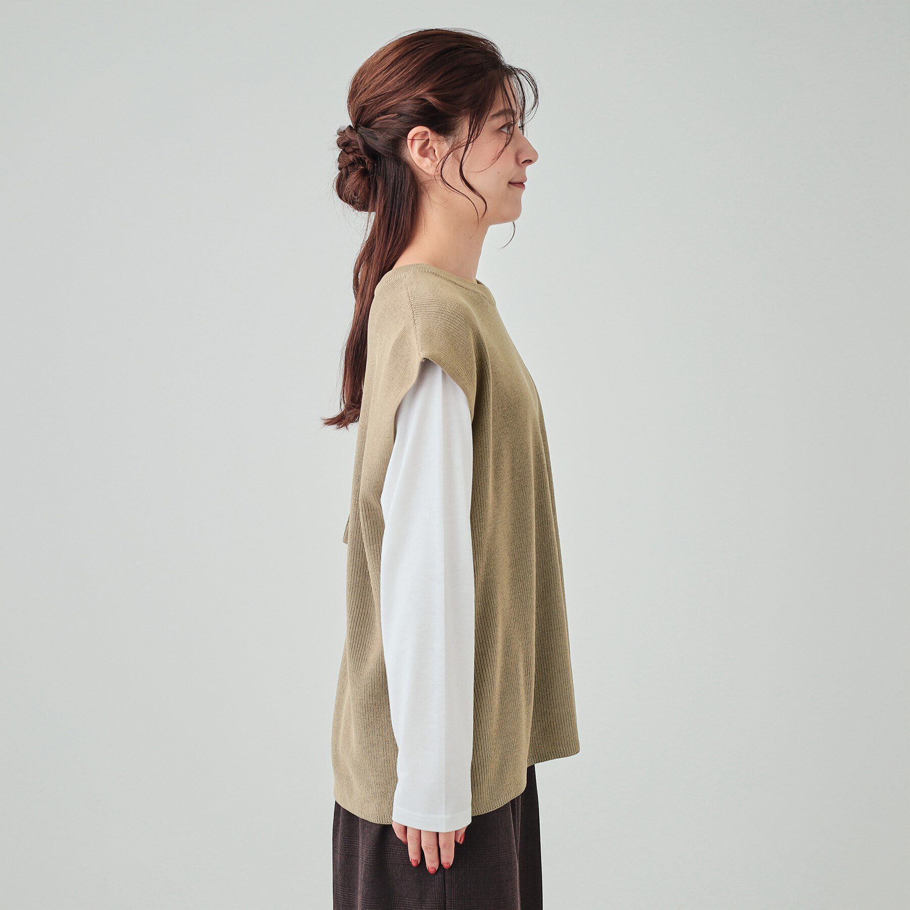 SHOO･LA･RUE「【S-LL/2点セット】後ろ姿も抜かりなく バックリボンニットベスト＋ロンT」|その他|