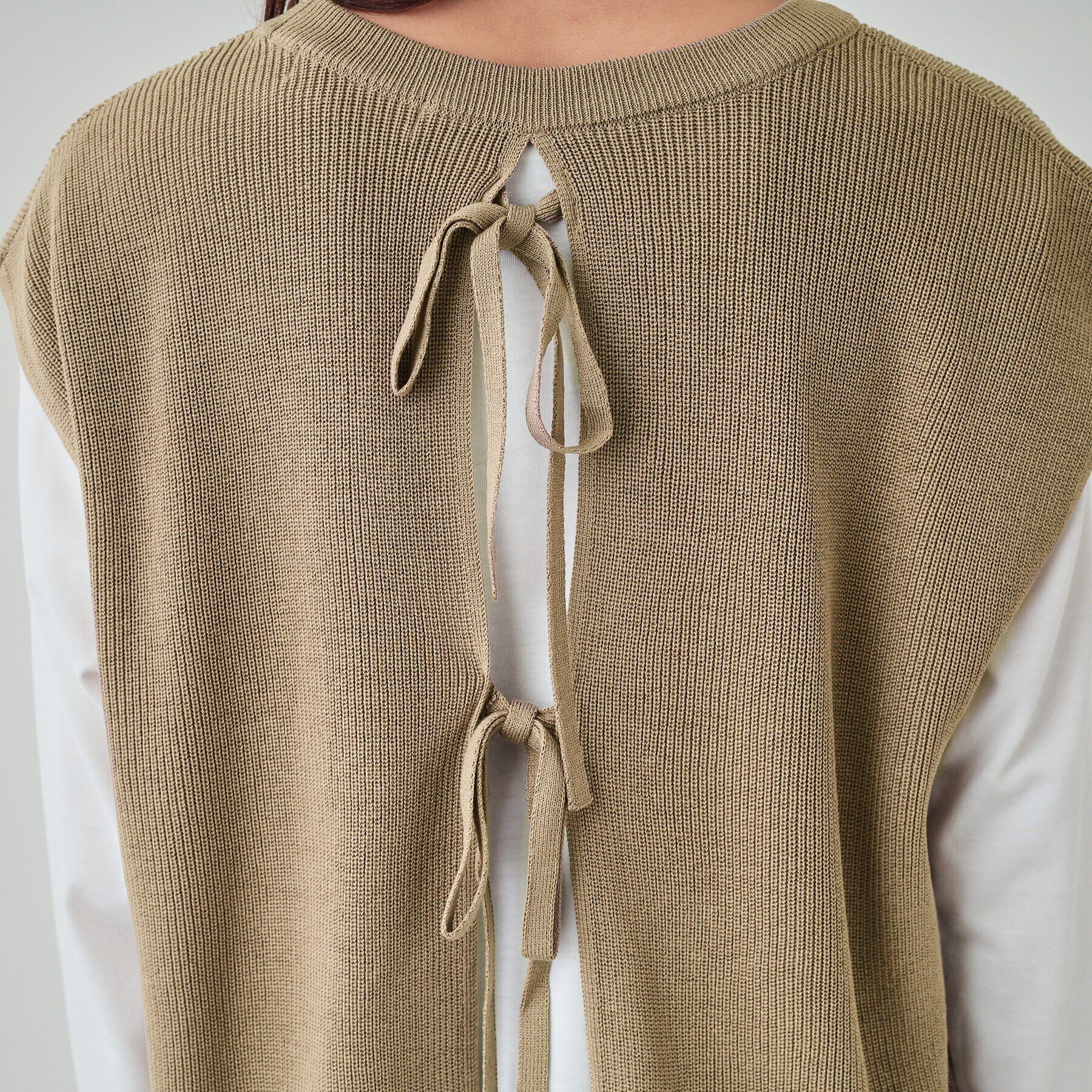 SHOO･LA･RUE「【S-LL/2点セット】後ろ姿も抜かりなく バックリボンニットベスト＋ロンT」|その他|