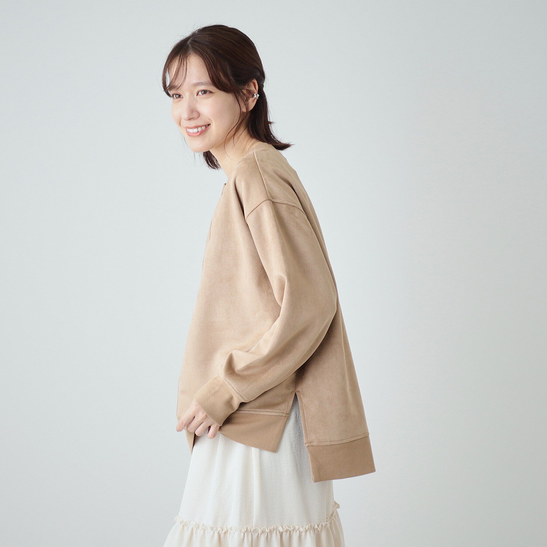 SHOO･LA･RUE「【S-LL】なめらかスエード調トップス」|Tシャツ・カットソー|