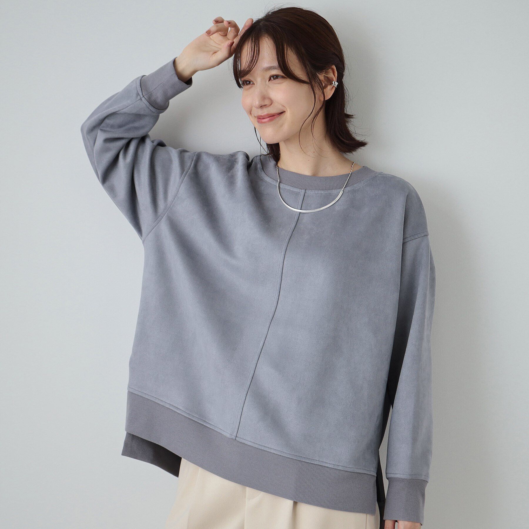 SHOO･LA･RUE「【S-LL】なめらかスエード調トップス」|Tシャツ・カットソー|ブルー(091)